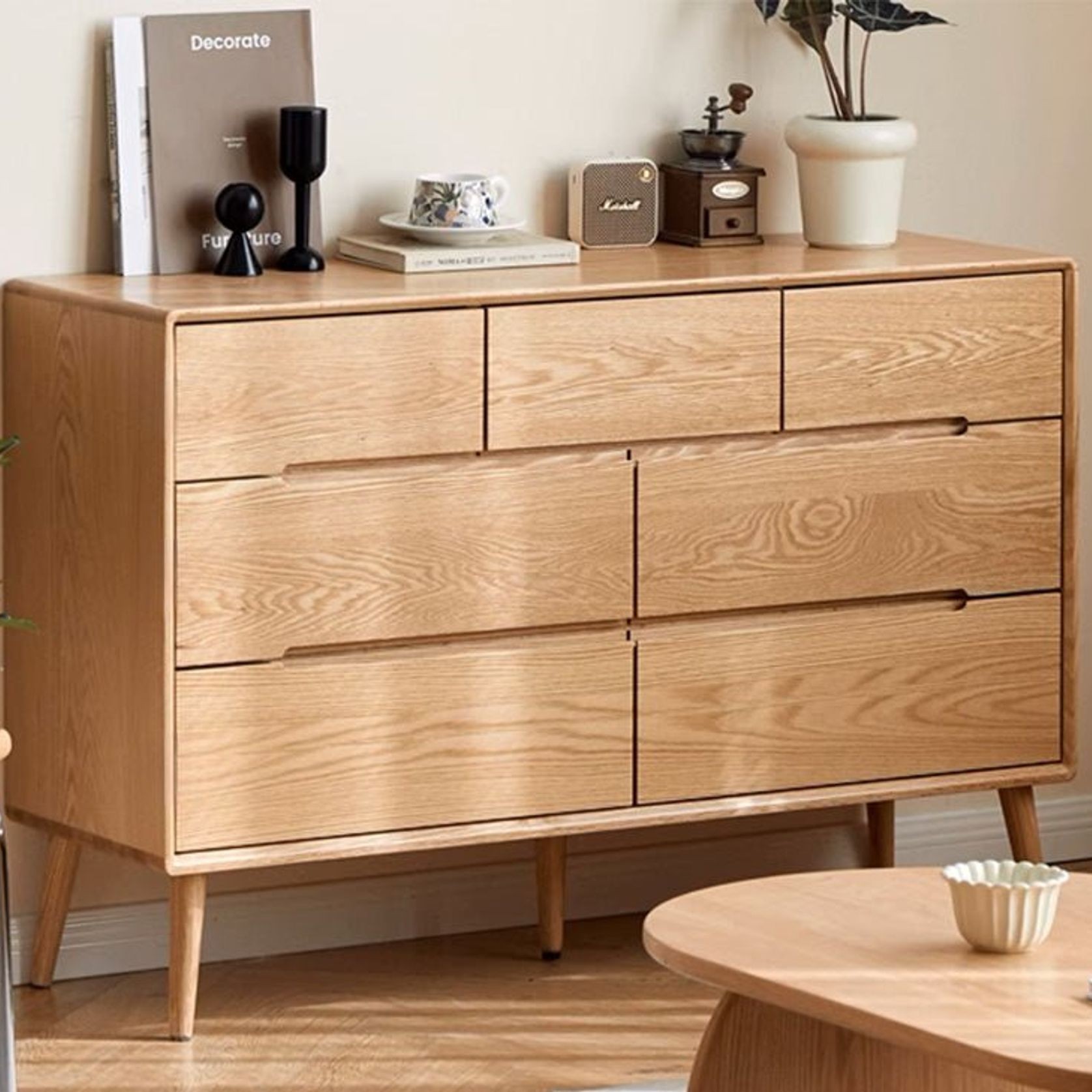 Malmo Natural Solid Oak 3+4 Chest of Drawers gallery detail image