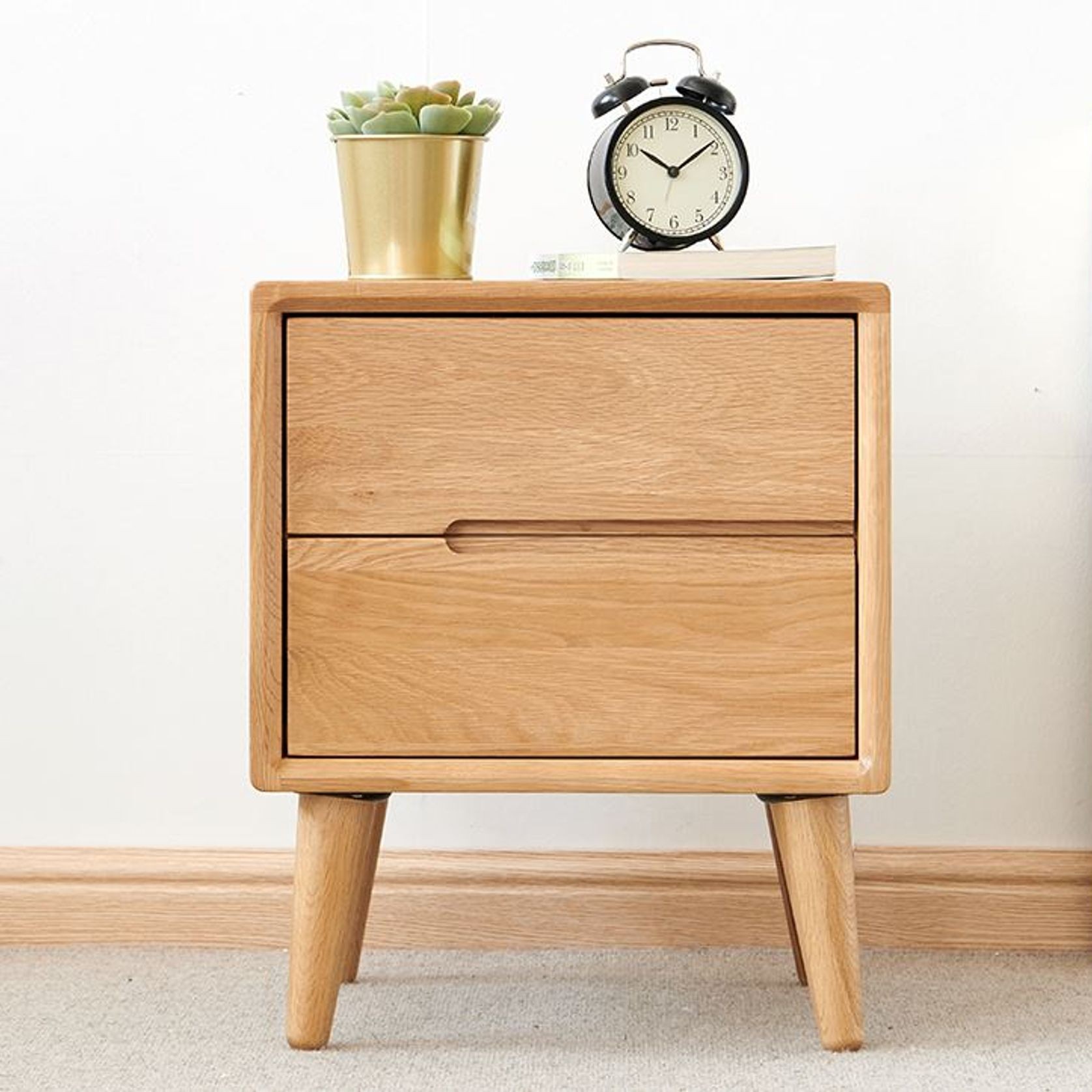 Malmo Natural Solid Oak Bedside Table Design 2 gallery detail image