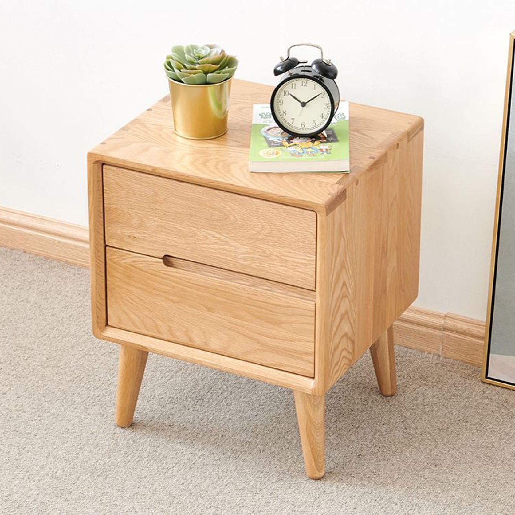 Malmo Natural Solid Oak Bedside Table Design 2 gallery detail image