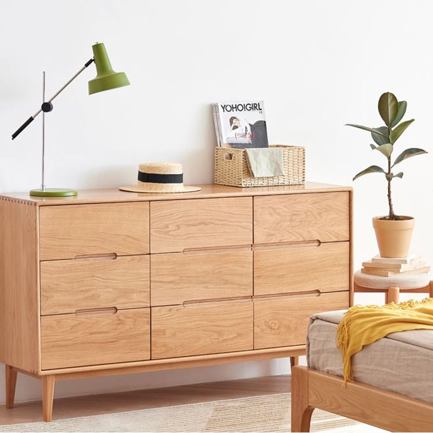 Malmo Natural Solid Oak Chest Of 9 Drawers gallery detail image