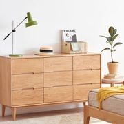 Malmo Natural Solid Oak Chest of 9 Drawers gallery detail image