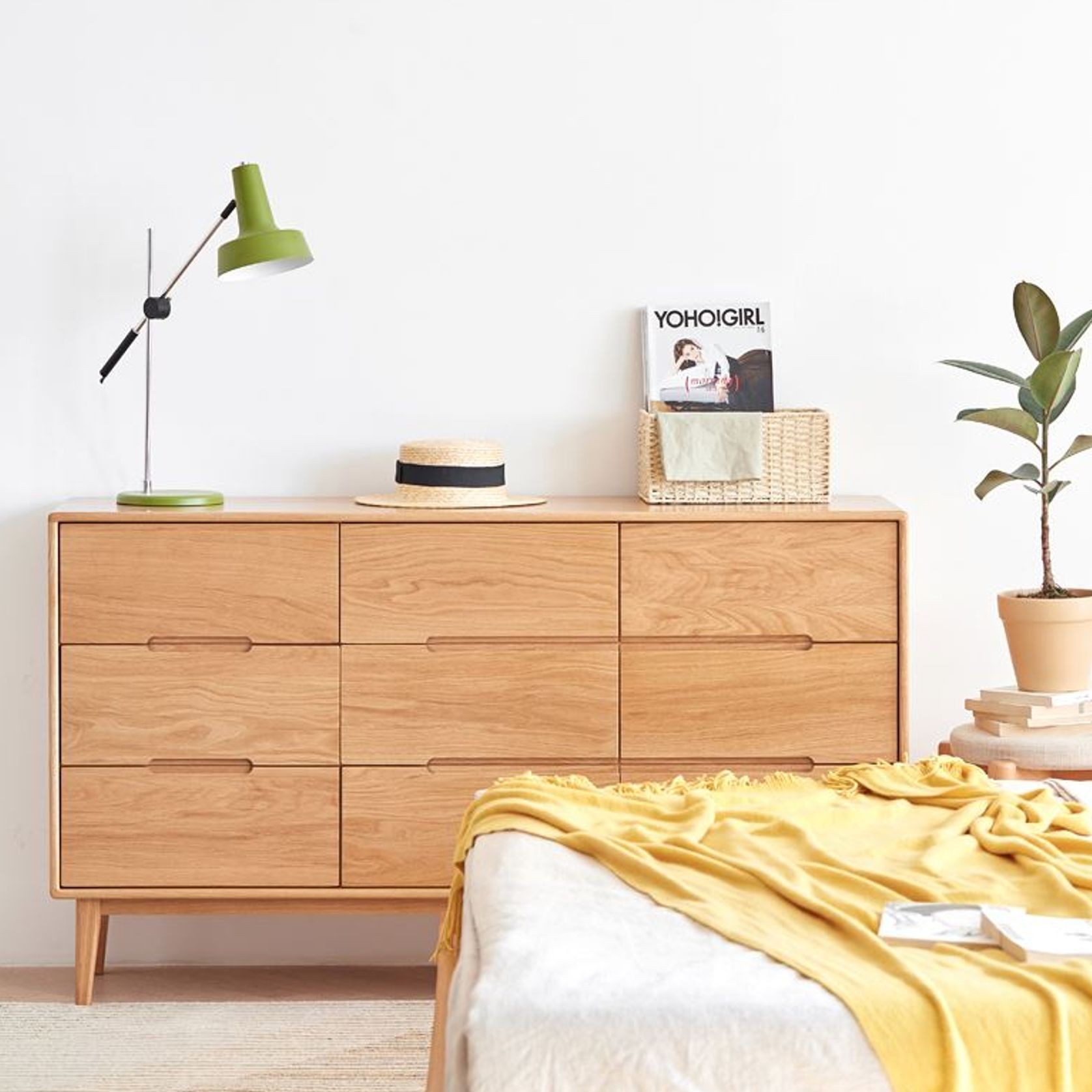 Malmo Natural Solid Oak Chest of 9 Drawers gallery detail image