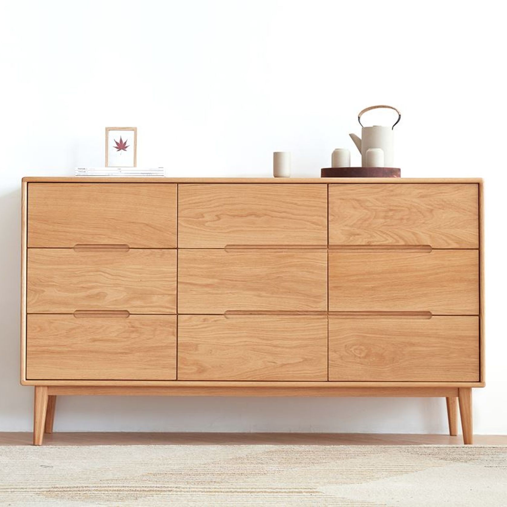 Malmo Natural Solid Oak Chest of 9 Drawers gallery detail image