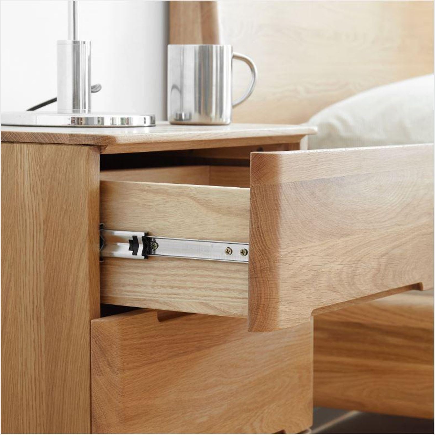 Manchester Natural Solid Oak Bedside Table gallery detail image