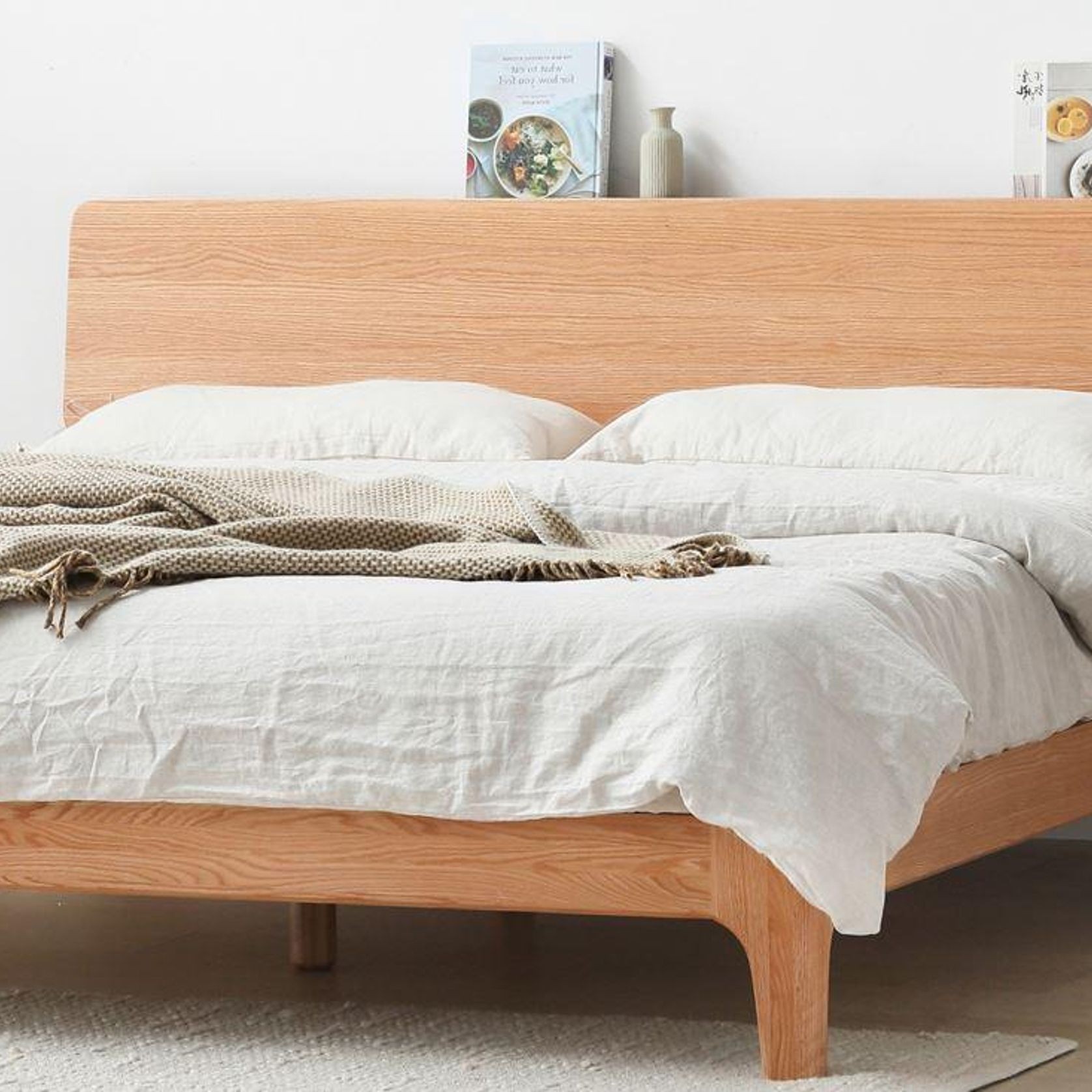 Berlin Natural Solid Oak Queen Size Bed gallery detail image