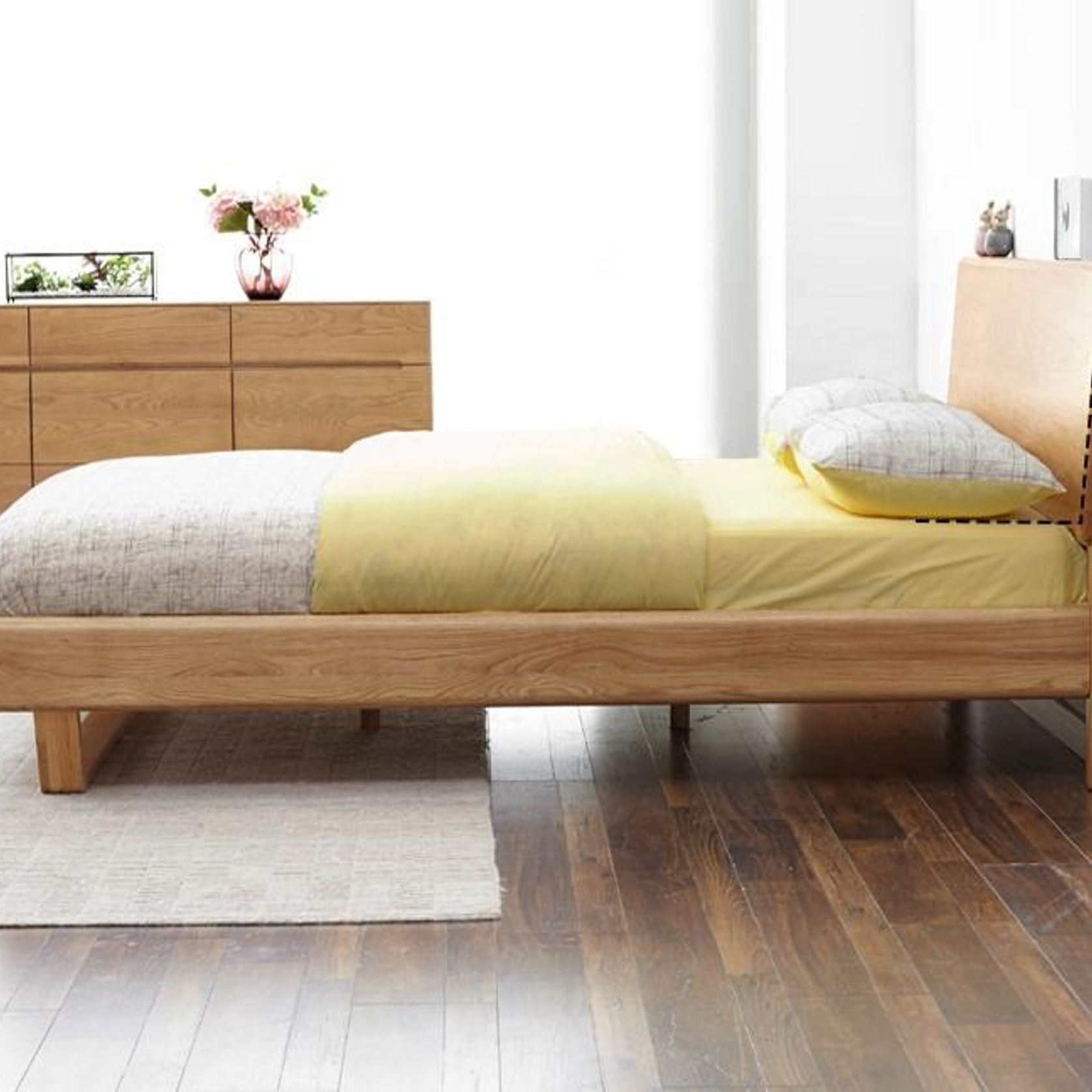 Manchester Natural Solid Oak Bed Frame gallery detail image