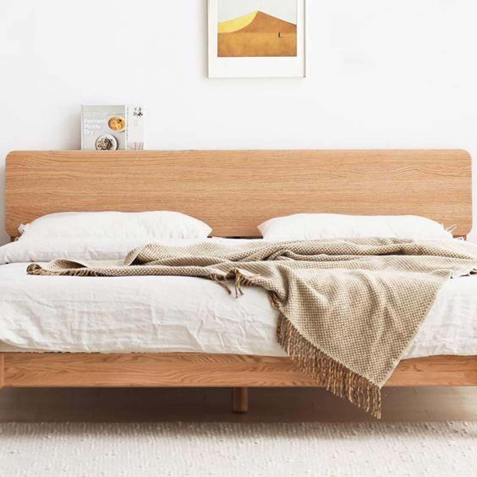 Berlin Natural Solid Oak Queen Size Bed gallery detail image