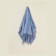 NZ Wool Throw - Stripe Blue | 100% Merino Wool gallery detail image