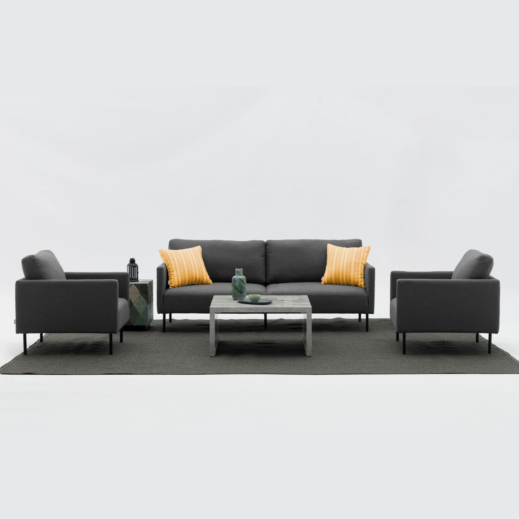 Milan 2-Seater Lounge Set - Black gallery detail image