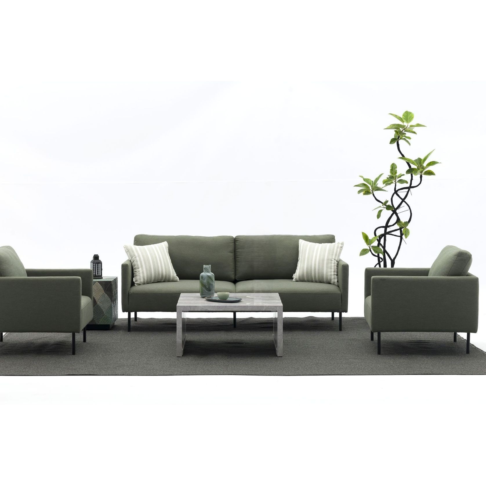 Milan 2-Seater Lounge Set - Green gallery detail image