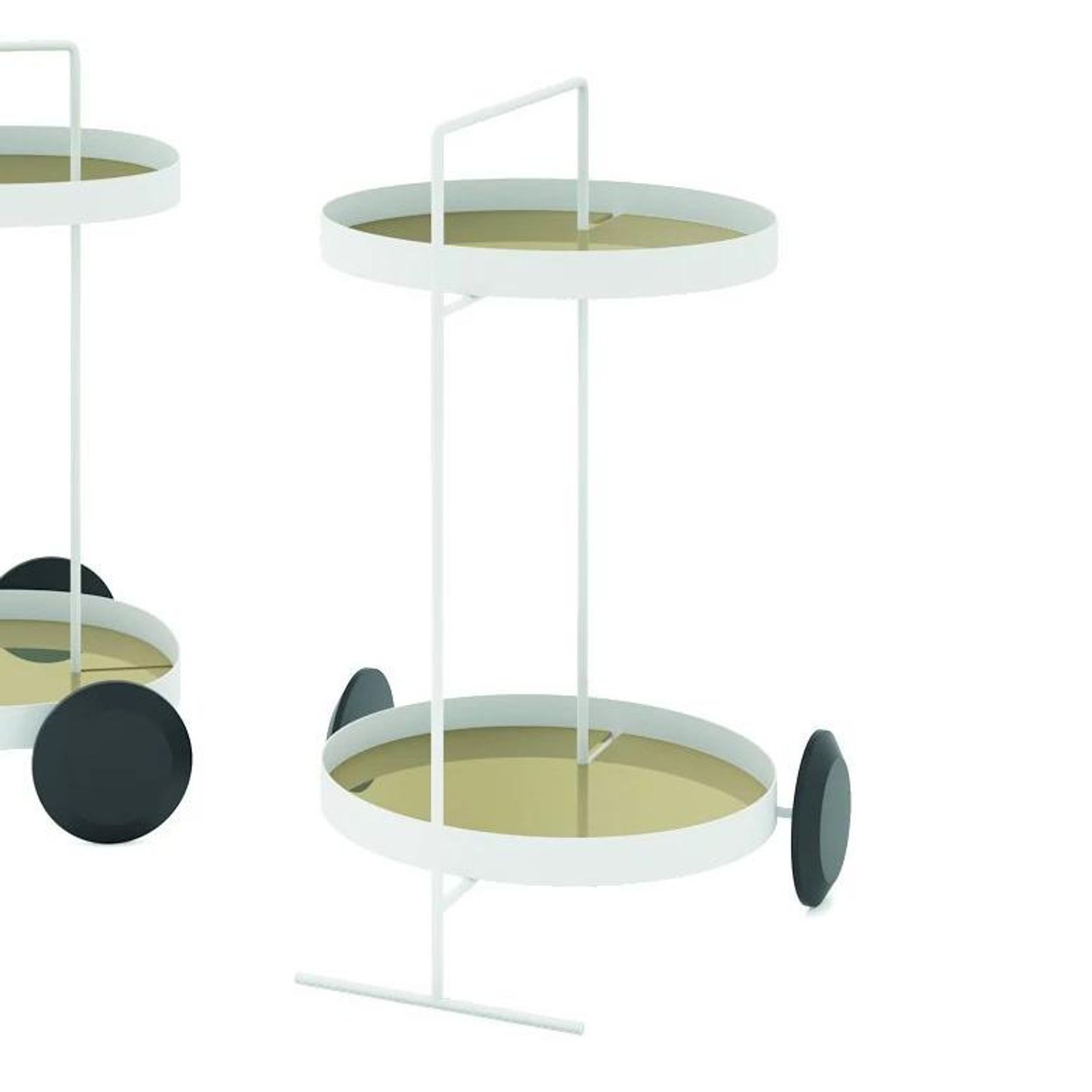 Atollo Small Bar Cart: White with Black Mirror gallery detail image