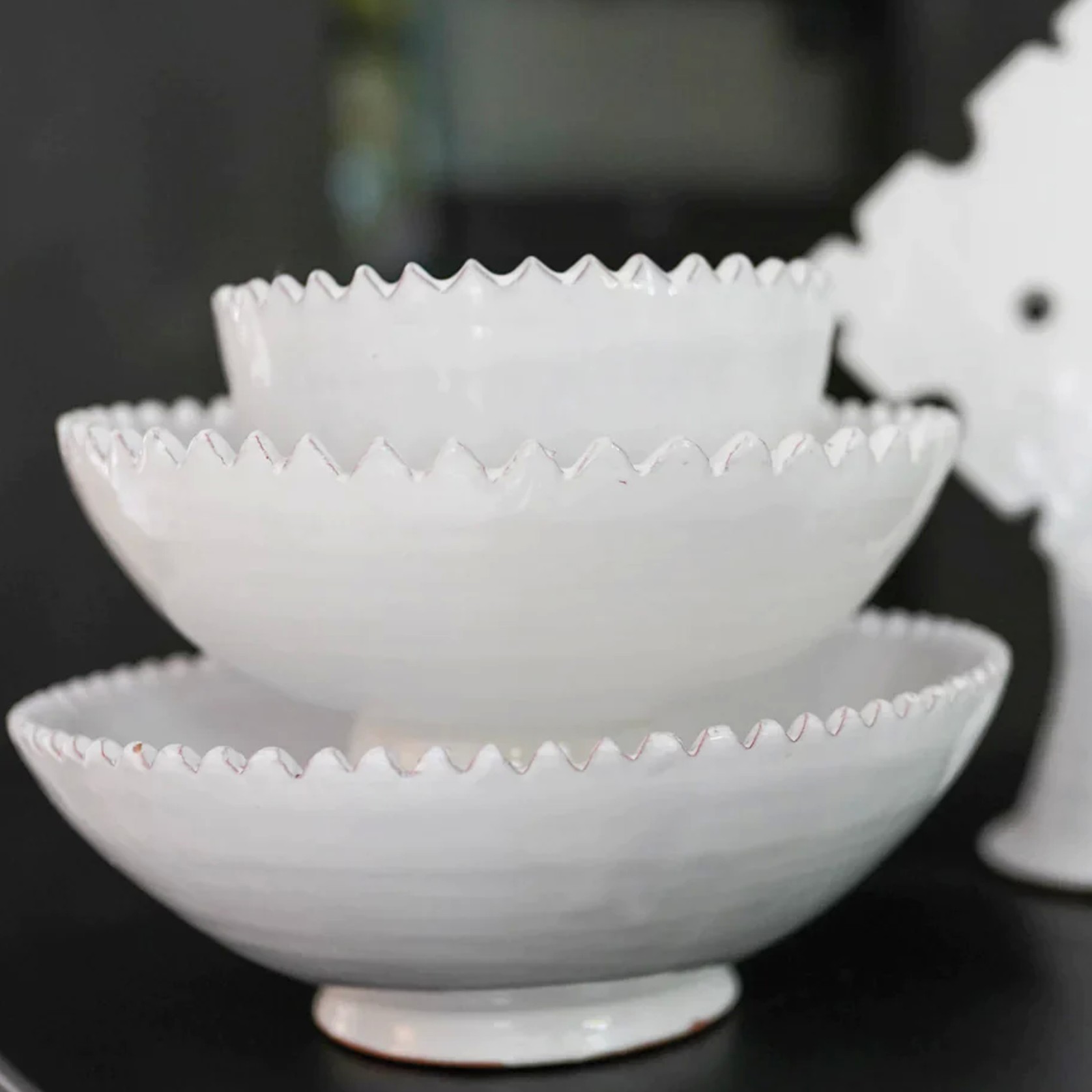 Moroccan White Zigzag Salad Bowl gallery detail image