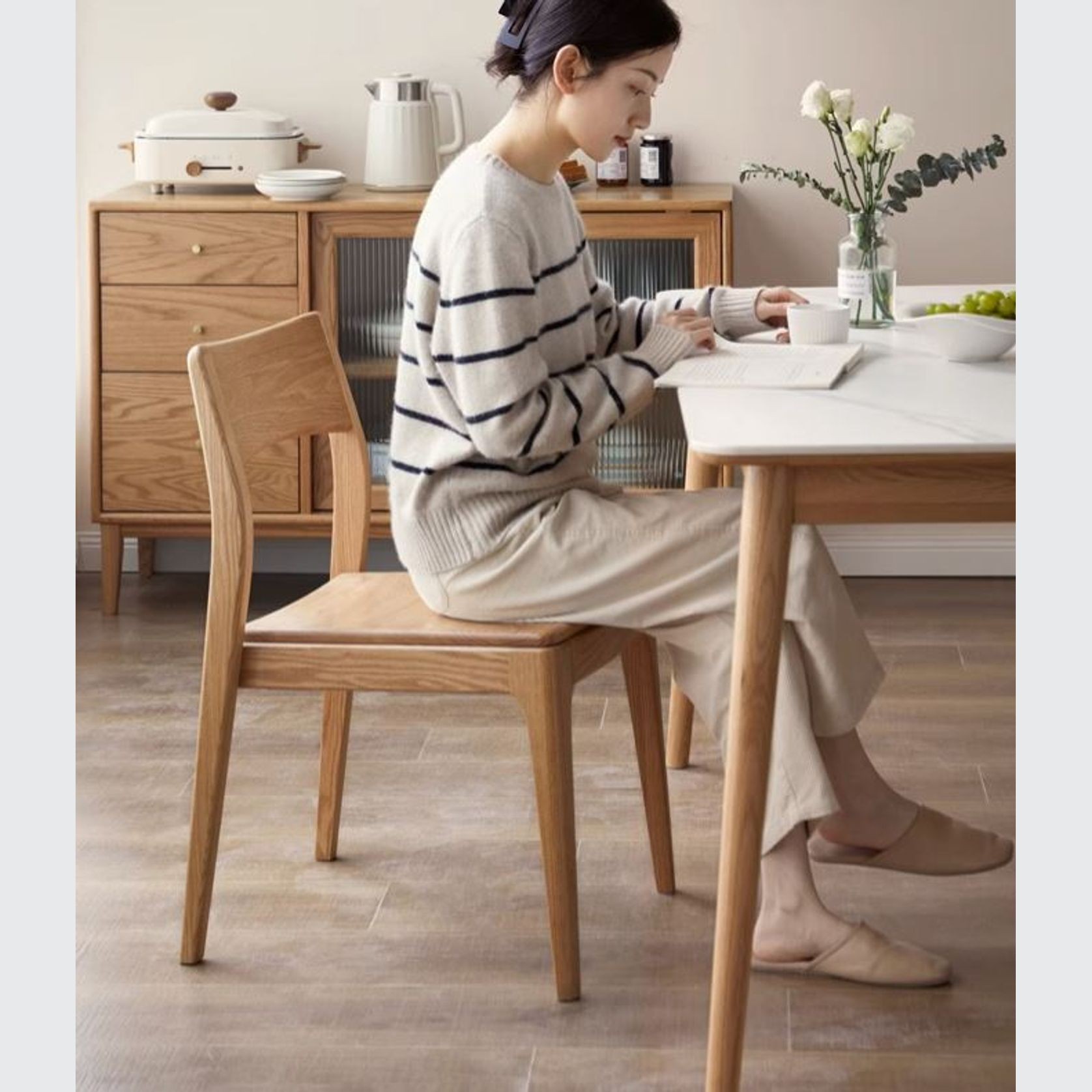 Munich Natural Solid Oak Dining Chair gallery detail image