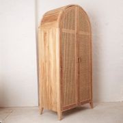 Navah Rattan and Teak Rounded Wardrobe gallery detail image