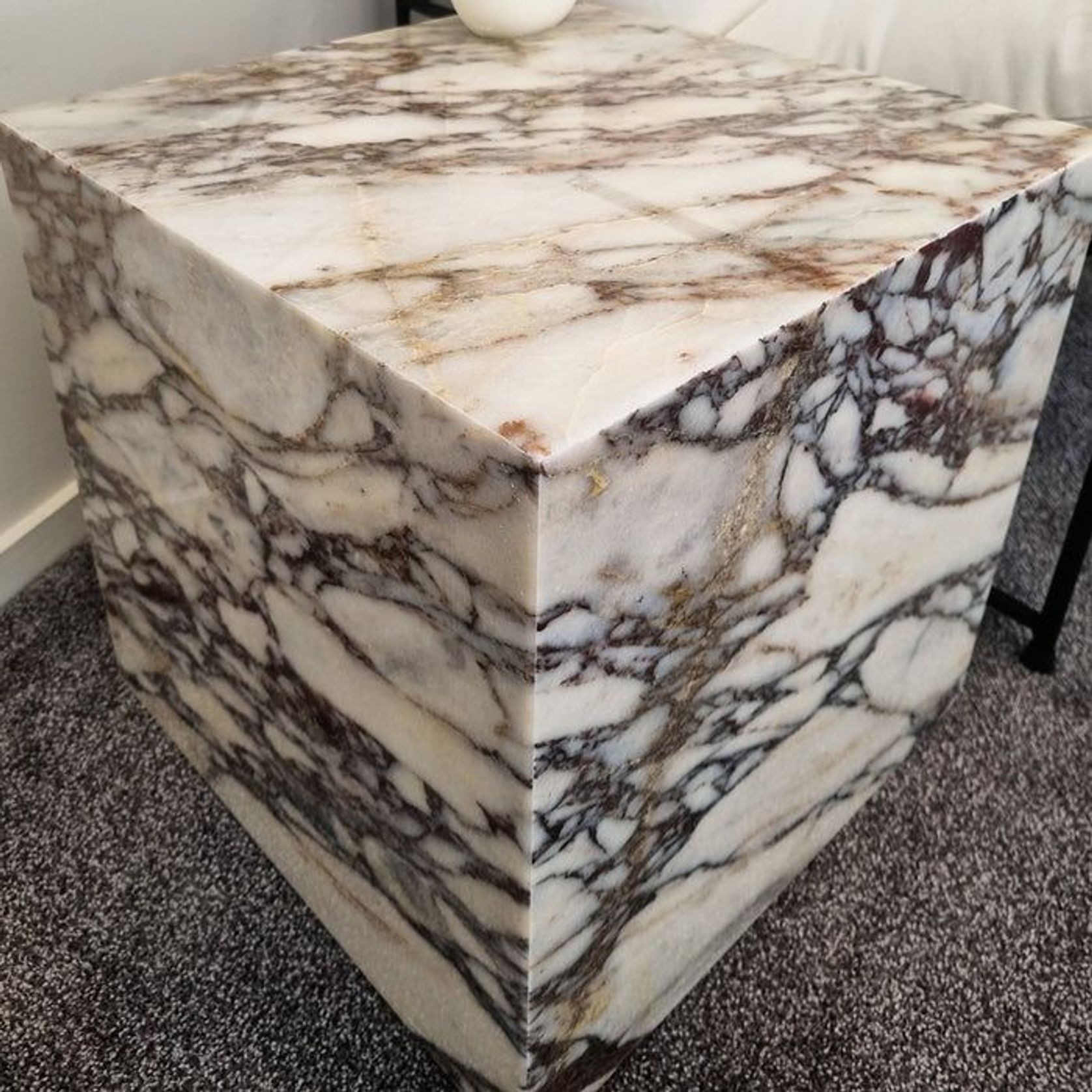 Cube Side Table - Viola Calacatta Marble | Natural Stone Co. gallery detail image