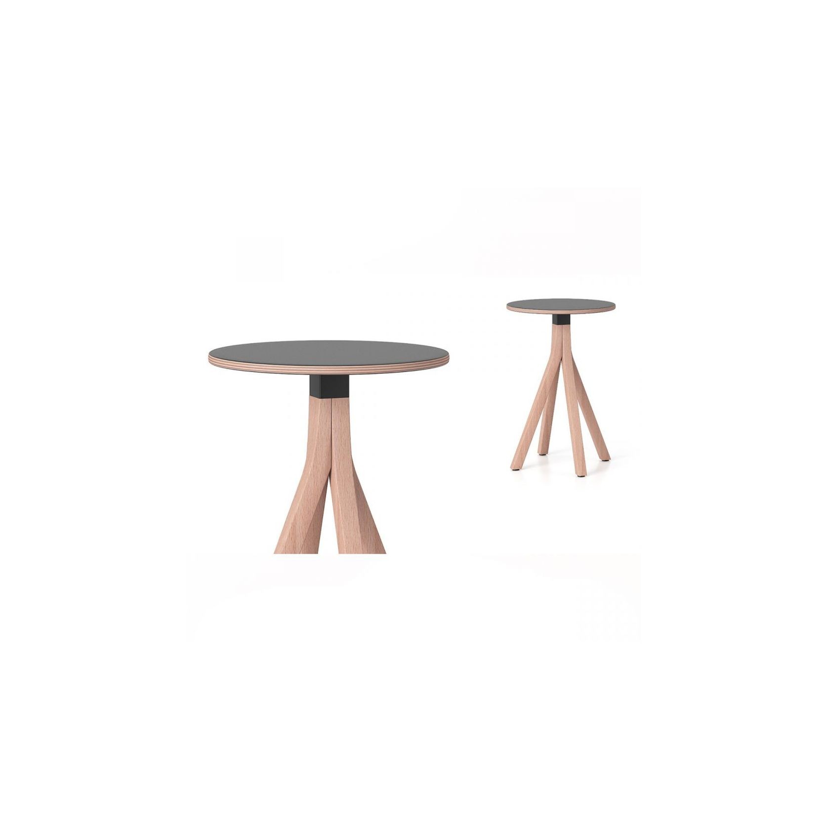 Njord round table 30056613K di40cm black top, RAL9005, frame natural oak gallery detail image