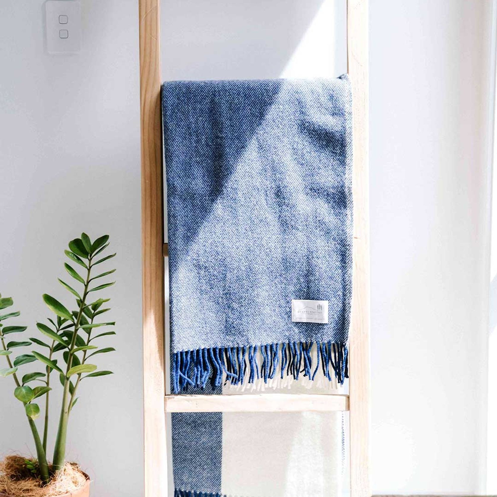 Ruanui Station Lambswool Throw - Shepherd's Stripe gallery detail image