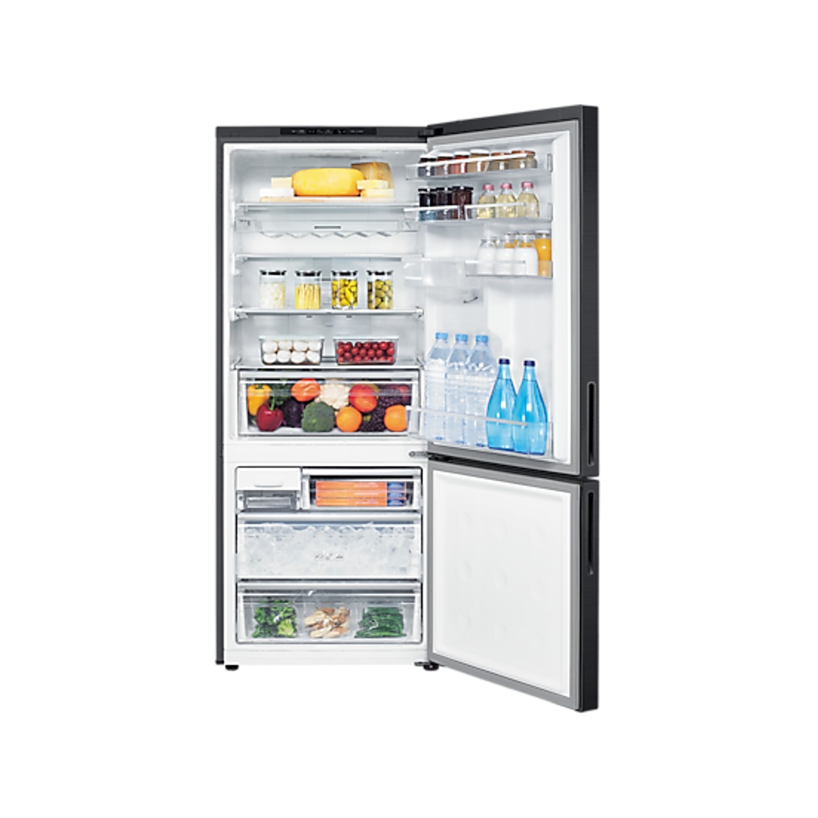 424L Bottom Mount Fridge All Around Cooling Matte Black gallery detail image