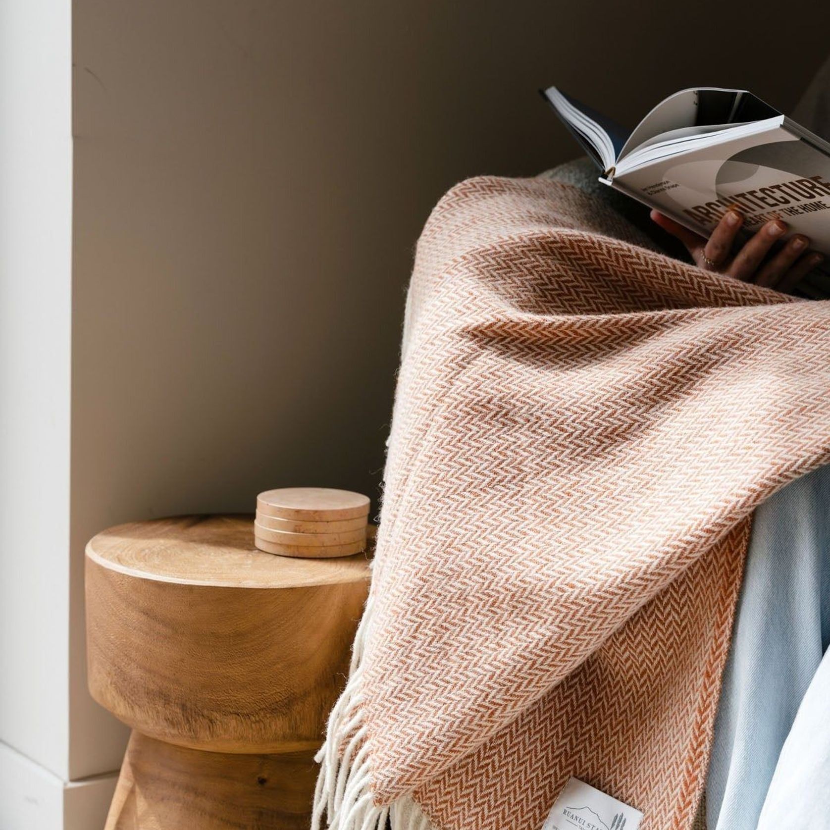 Ruanui Station Lambswool Throw - Rakaia Rust gallery detail image