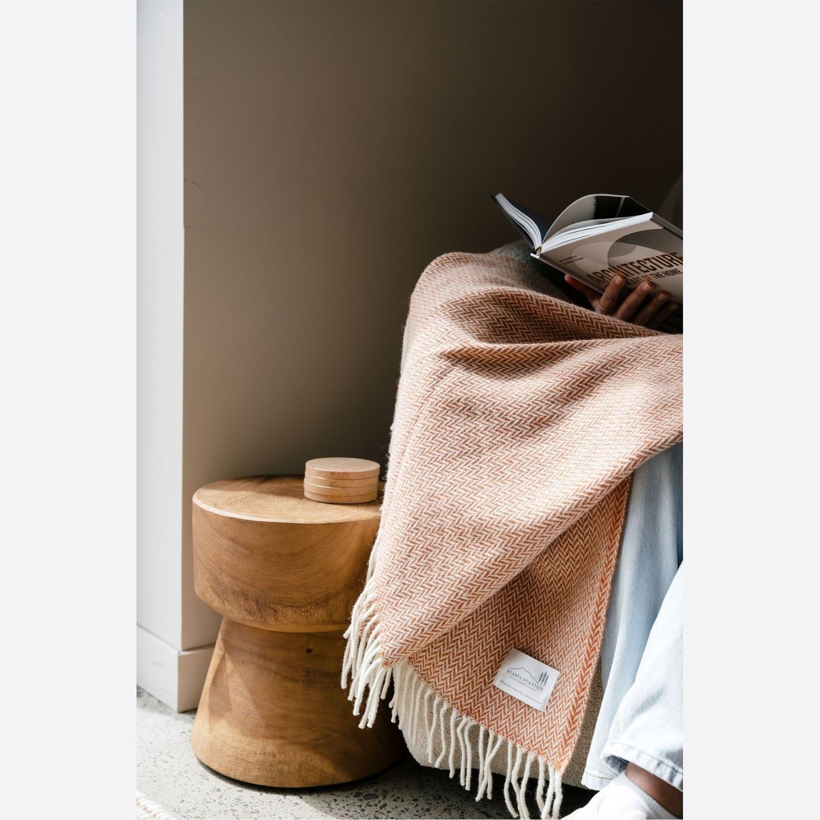 Ruanui Station Lambswool Throw - Rakaia Rust gallery detail image