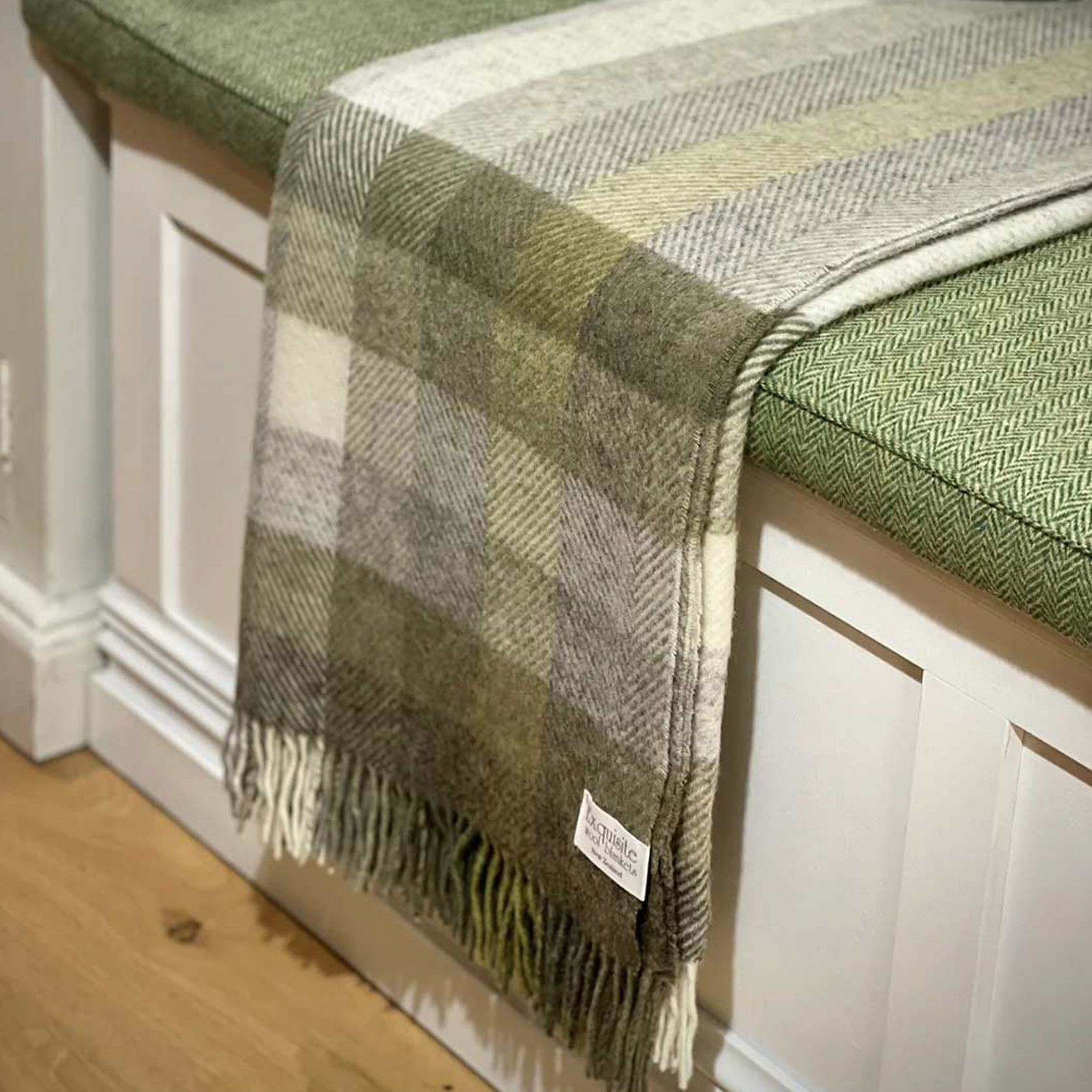 NZ Wool Throw - Woodale - Olive | 100% Pure Wool gallery detail image