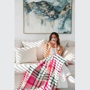 Ruanui Station Lambswool Throw - Pukehapua Pink Check gallery detail image