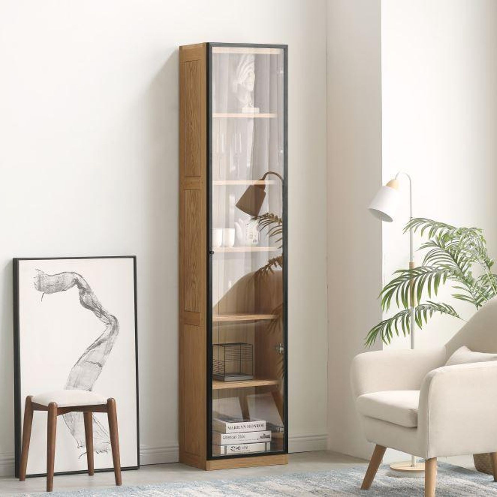 Odense Combination Natural Oak Display/Bookcase Cabinet gallery detail image