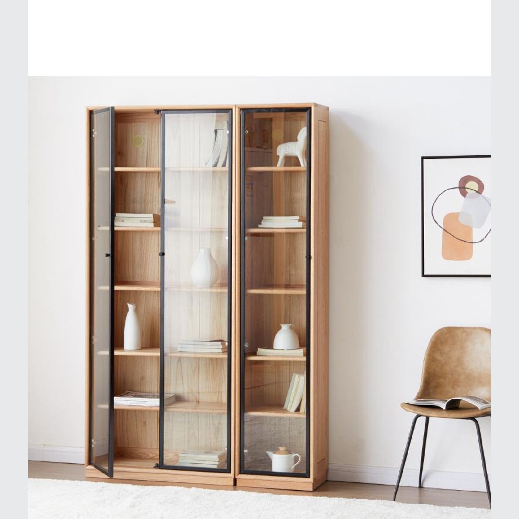 Odense Combination Natural Oak Display/Bookcase Cabinet gallery detail image