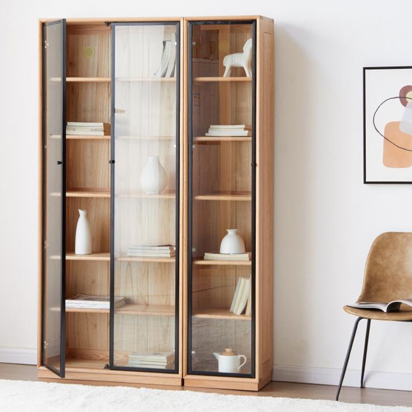 Odense Combination Neutral Oak Display/Bookcase Cabinet gallery detail image