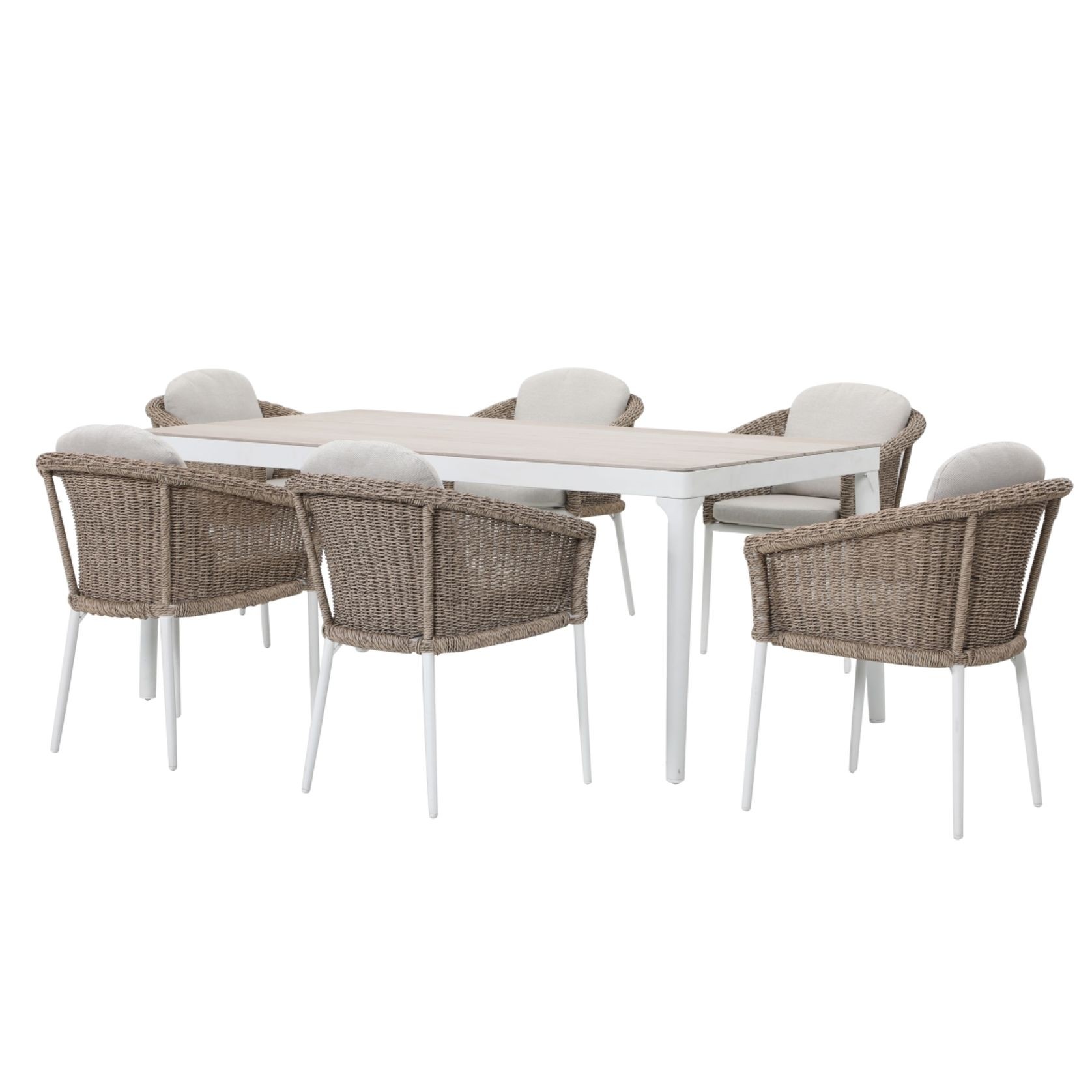 Ohope 7pc Aluminium and Rattan Outdoor Dining Set gallery detail image