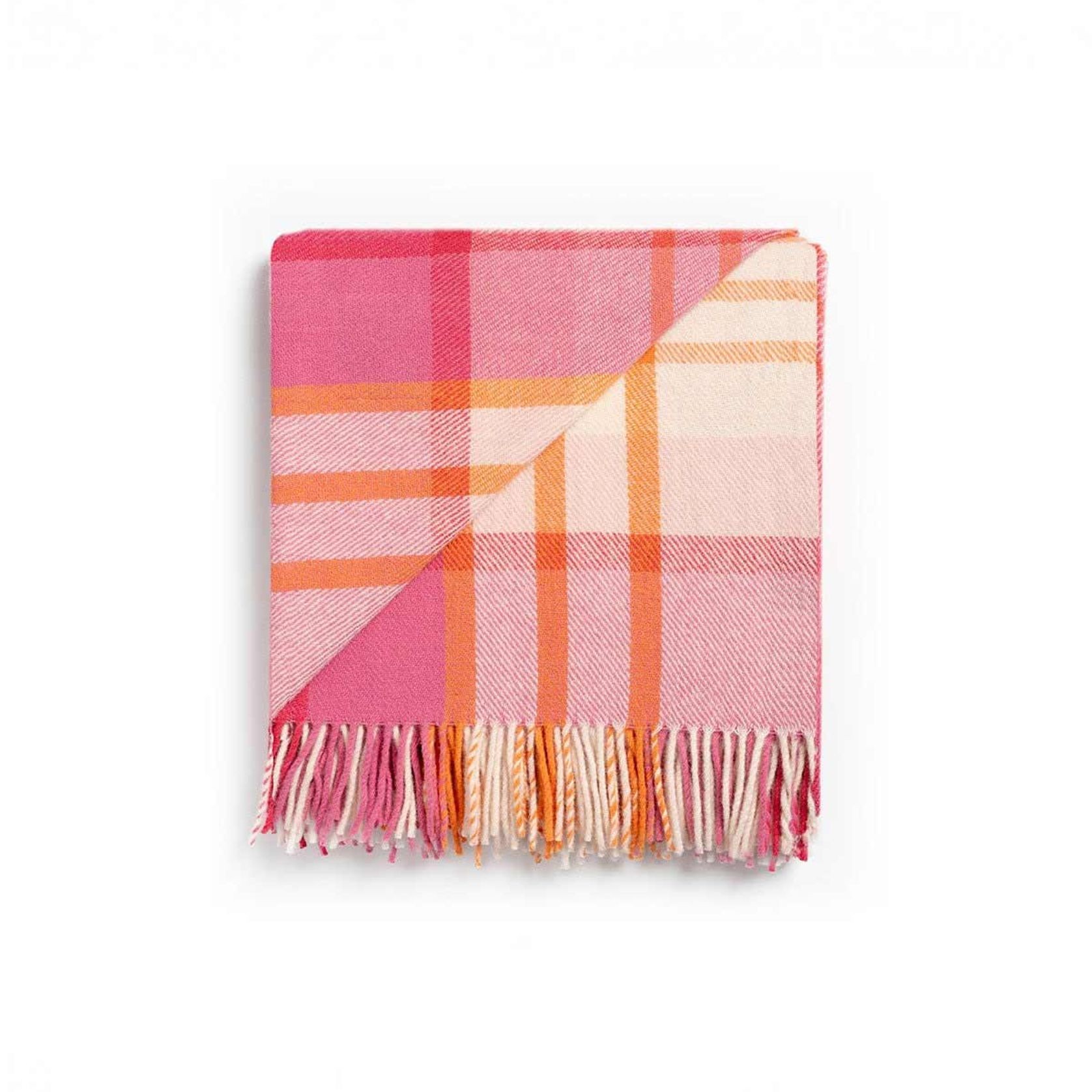Ruanui Station Lambswool Throw - Okahu Orange Check gallery detail image