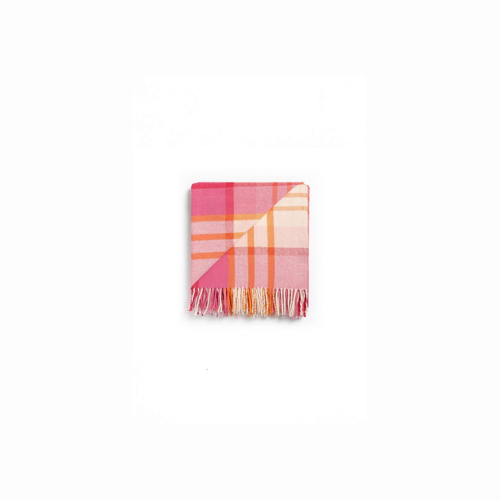 Ruanui Station Lambswool Throw - Okahu Orange Check gallery detail image