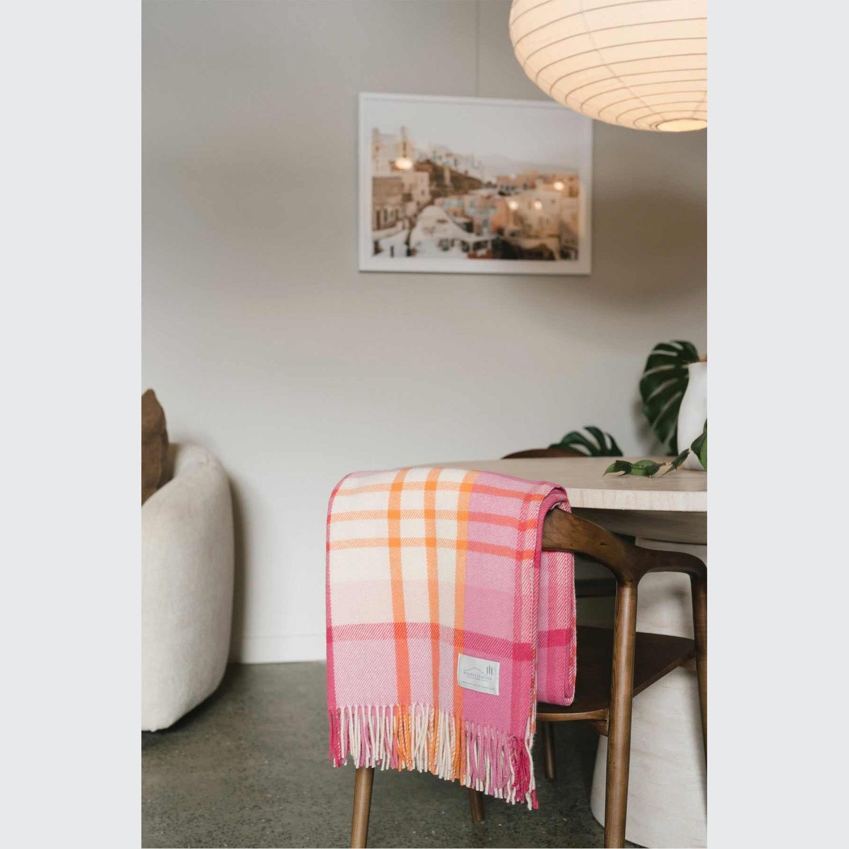 Ruanui Station Lambswool Throw - Okahu Orange Check gallery detail image