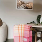 Ruanui Station Lambswool Throw - Okahu Orange Check gallery detail image