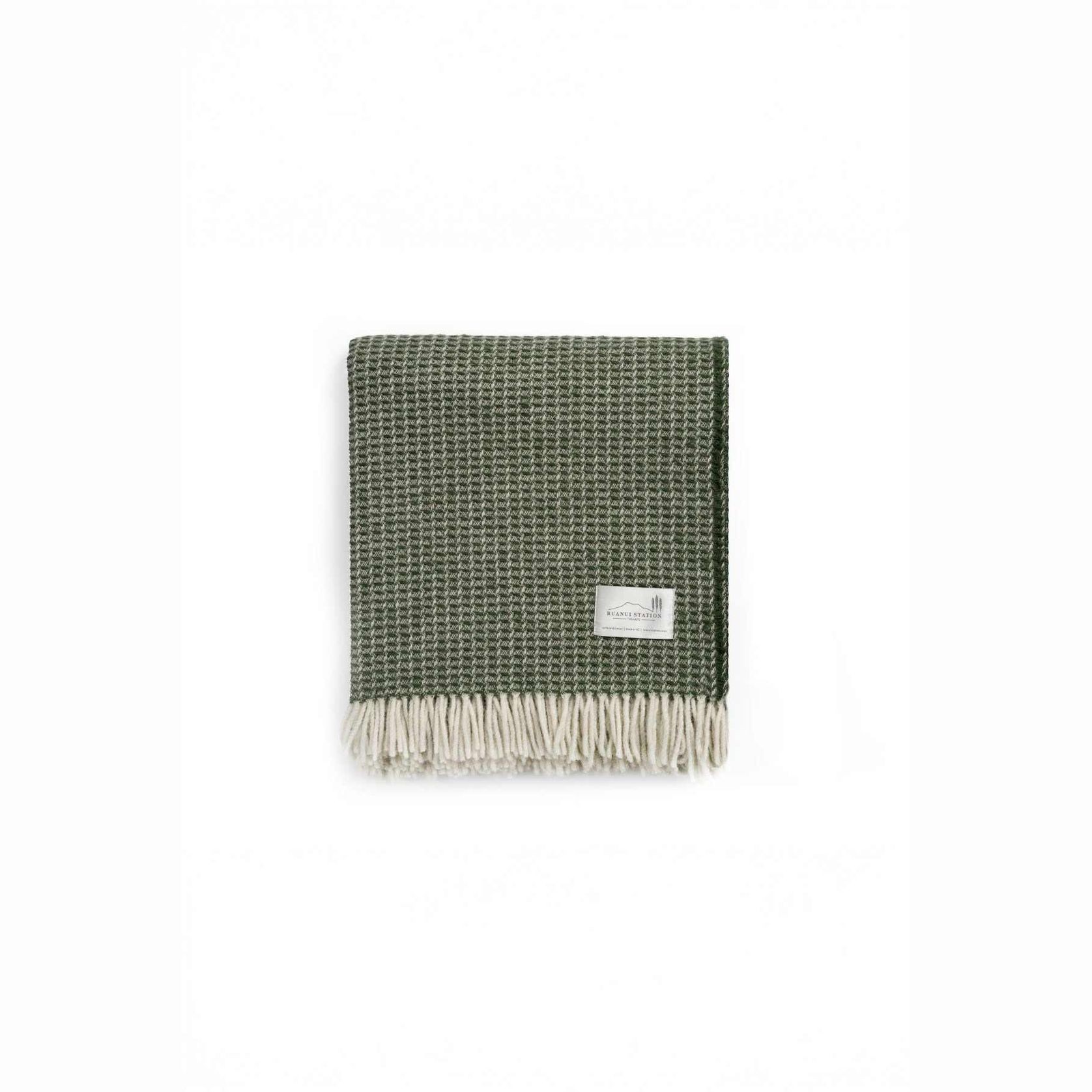 Ruanui Station Lambswool Waffle Throw - Omarae Olive gallery detail image