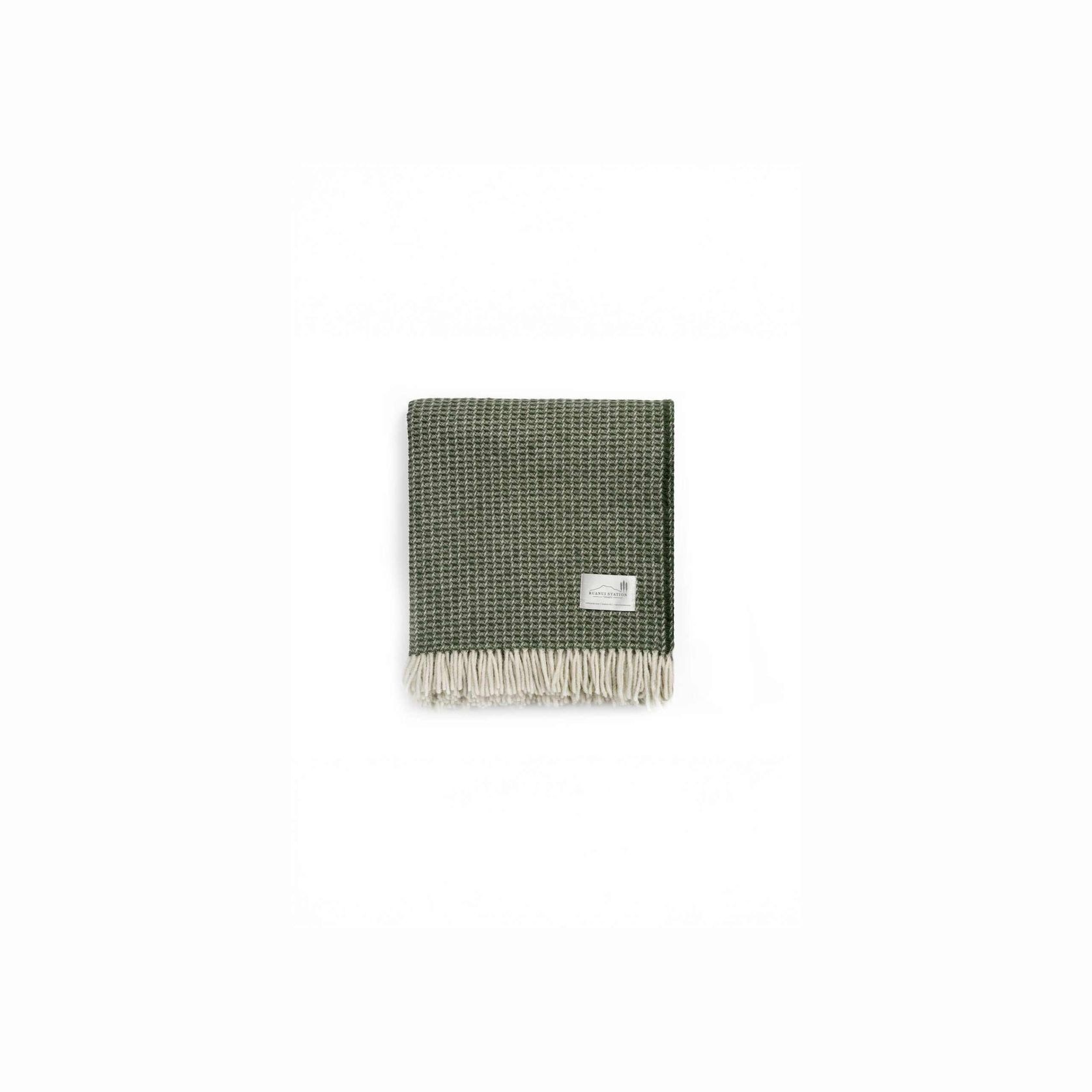 Ruanui Station Lambswool Waffle Throw - Omarae Olive gallery detail image
