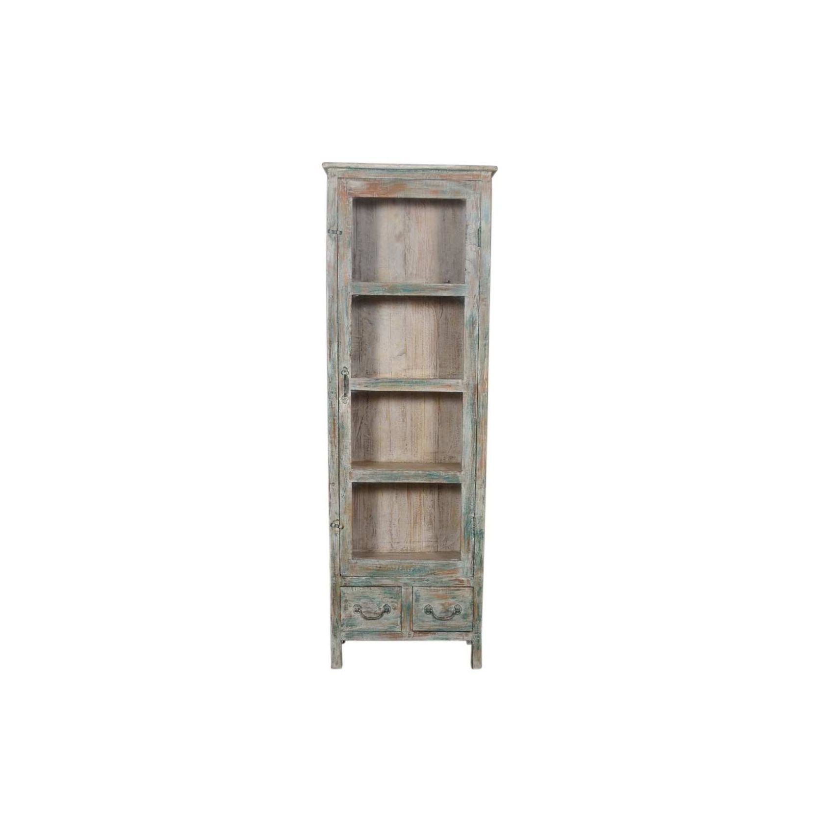 Original Wood and Glass Display Cabinet - Faded Blue gallery detail image
