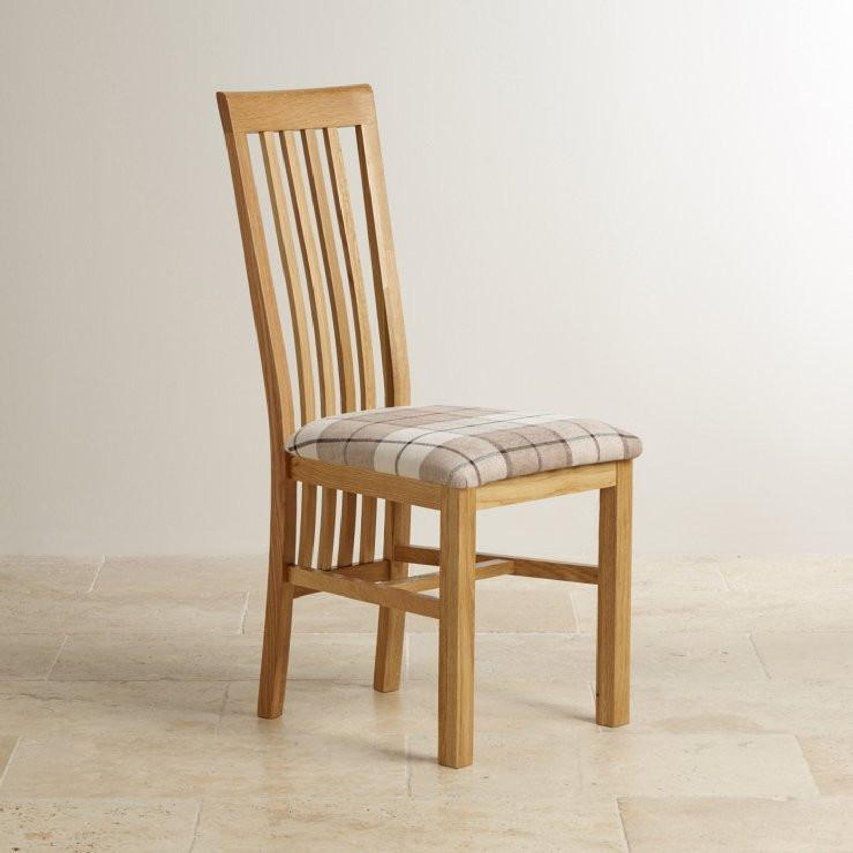 Osaka Oak Slat Back Dining Chair With Fabric Pad gallery detail image
