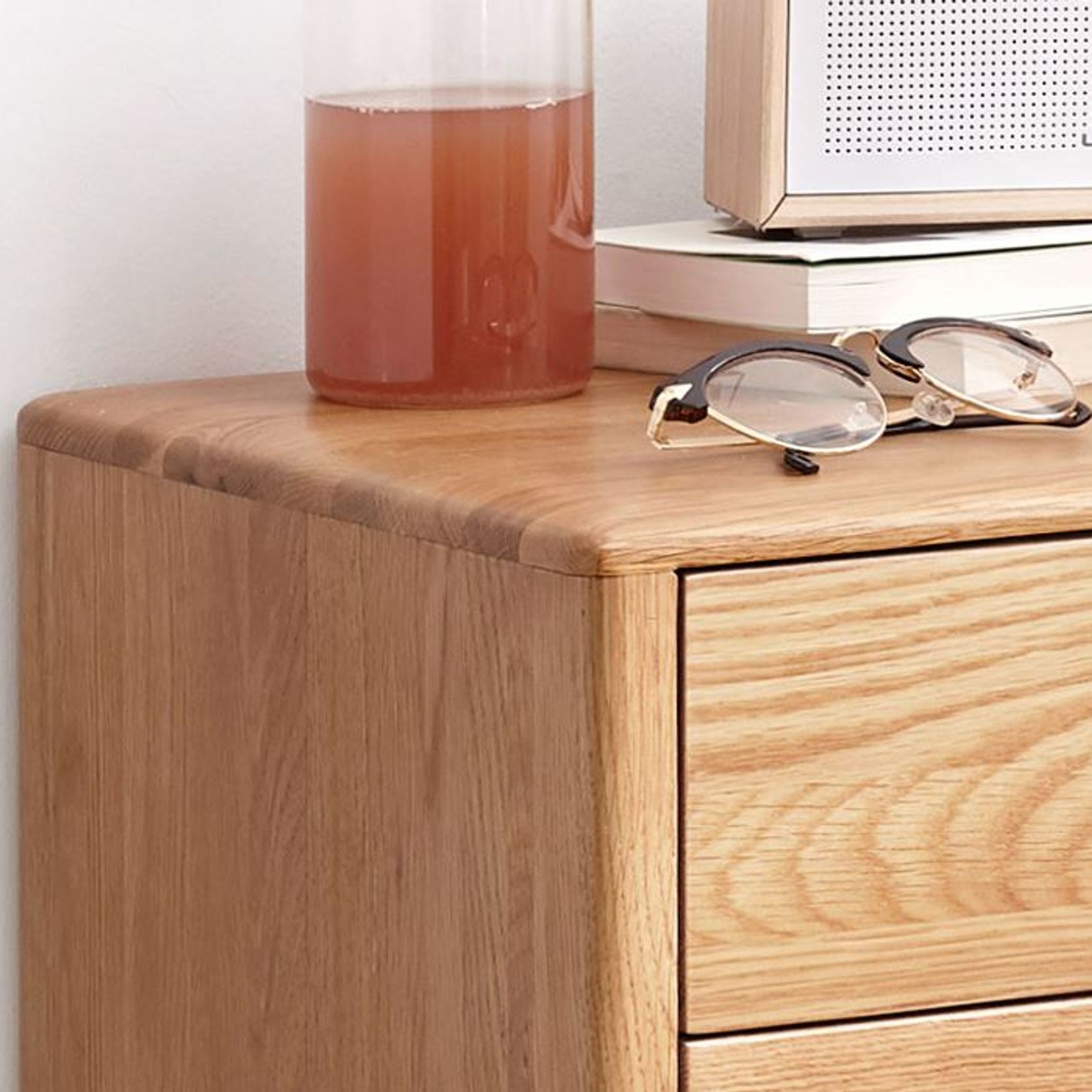 Oslo Natural Solid Oak Bedside Table Design 3 gallery detail image