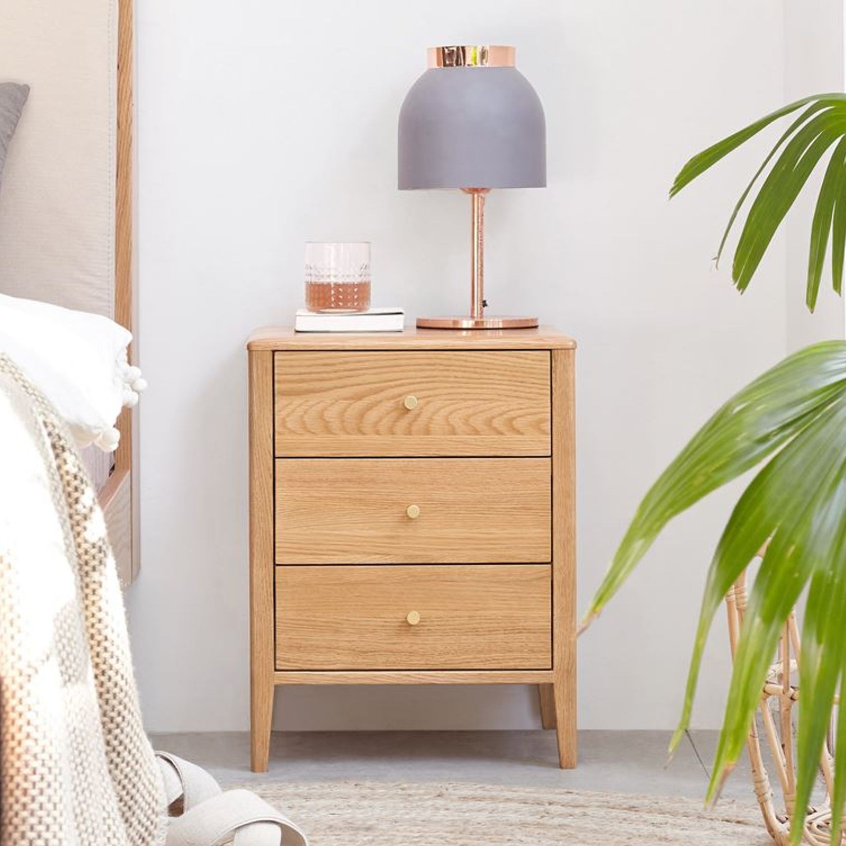 Oslo Natural Solid Oak Bedside Table Design 3 gallery detail image