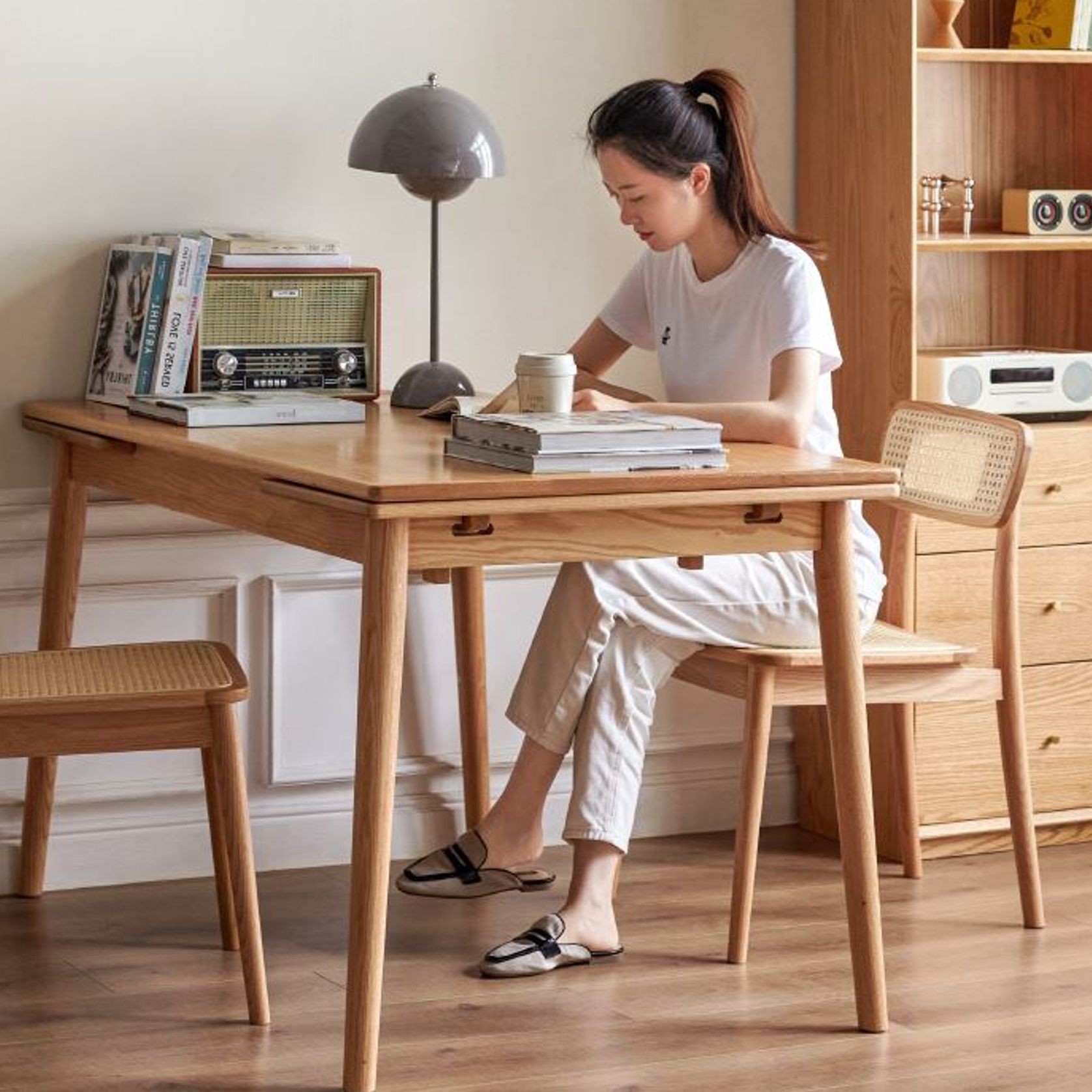 Oslo Natural Oak Extending Dining Table gallery detail image