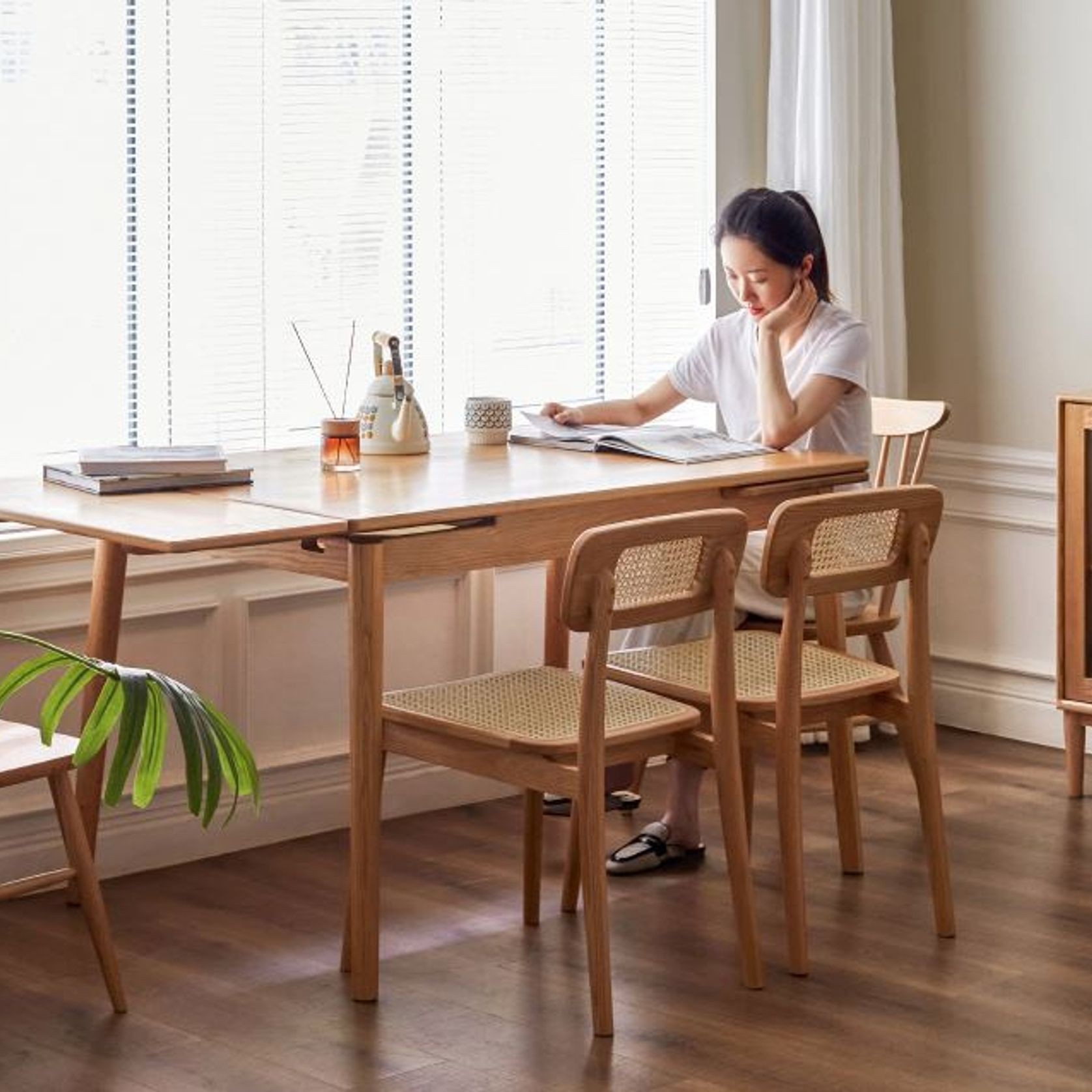 Oslo Natural Oak Extending Dining Table gallery detail image