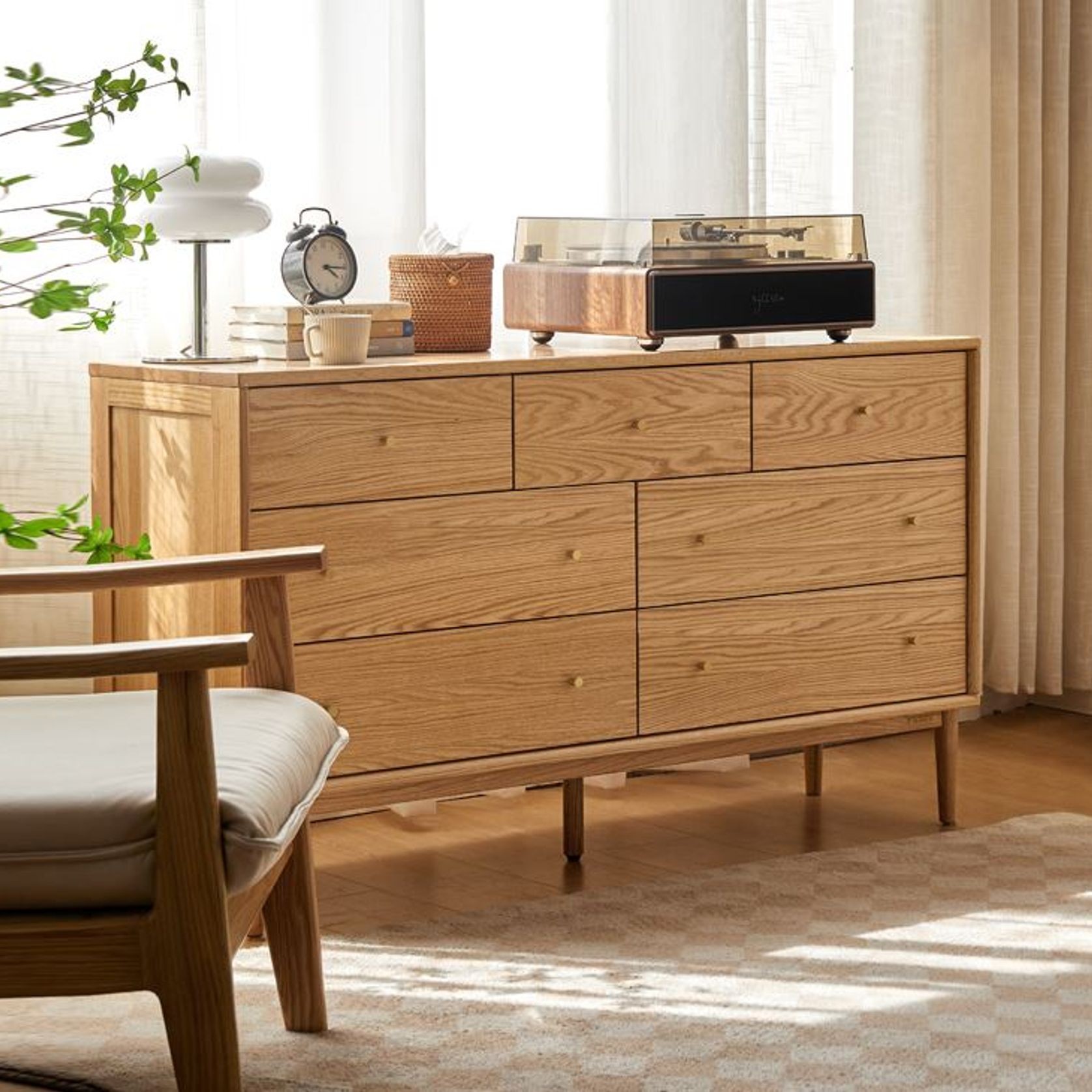 Oslo Natural Solid Oak 3+4 Chest of Drawers Design 2 gallery detail image