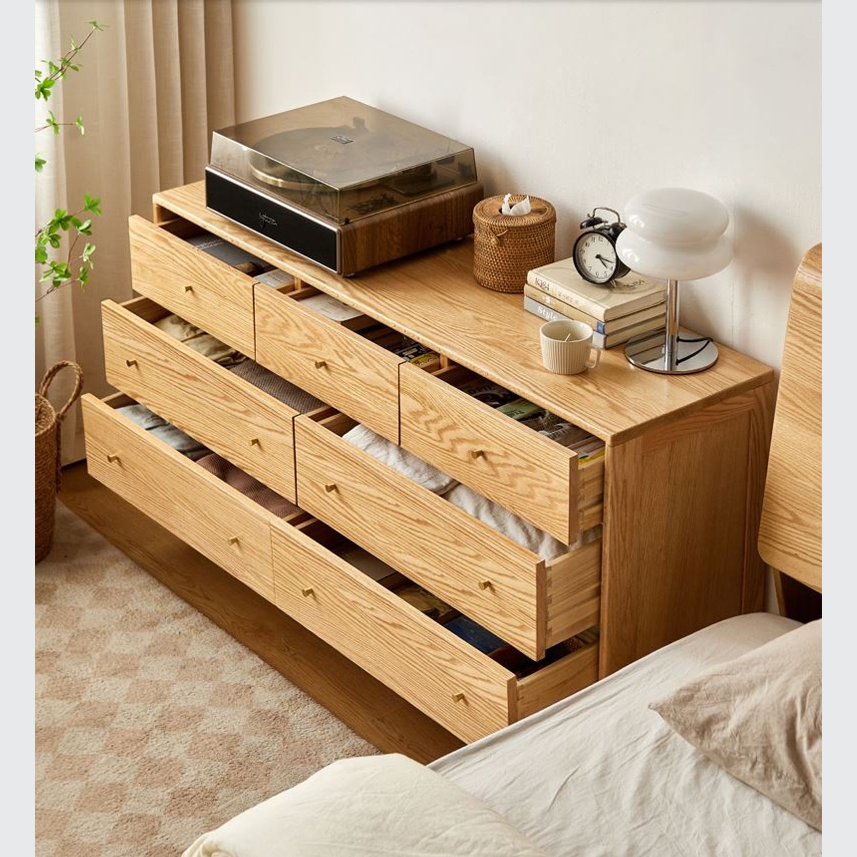 Oslo Natural Solid Oak 3+4 Chest of Drawers Design 2 gallery detail image