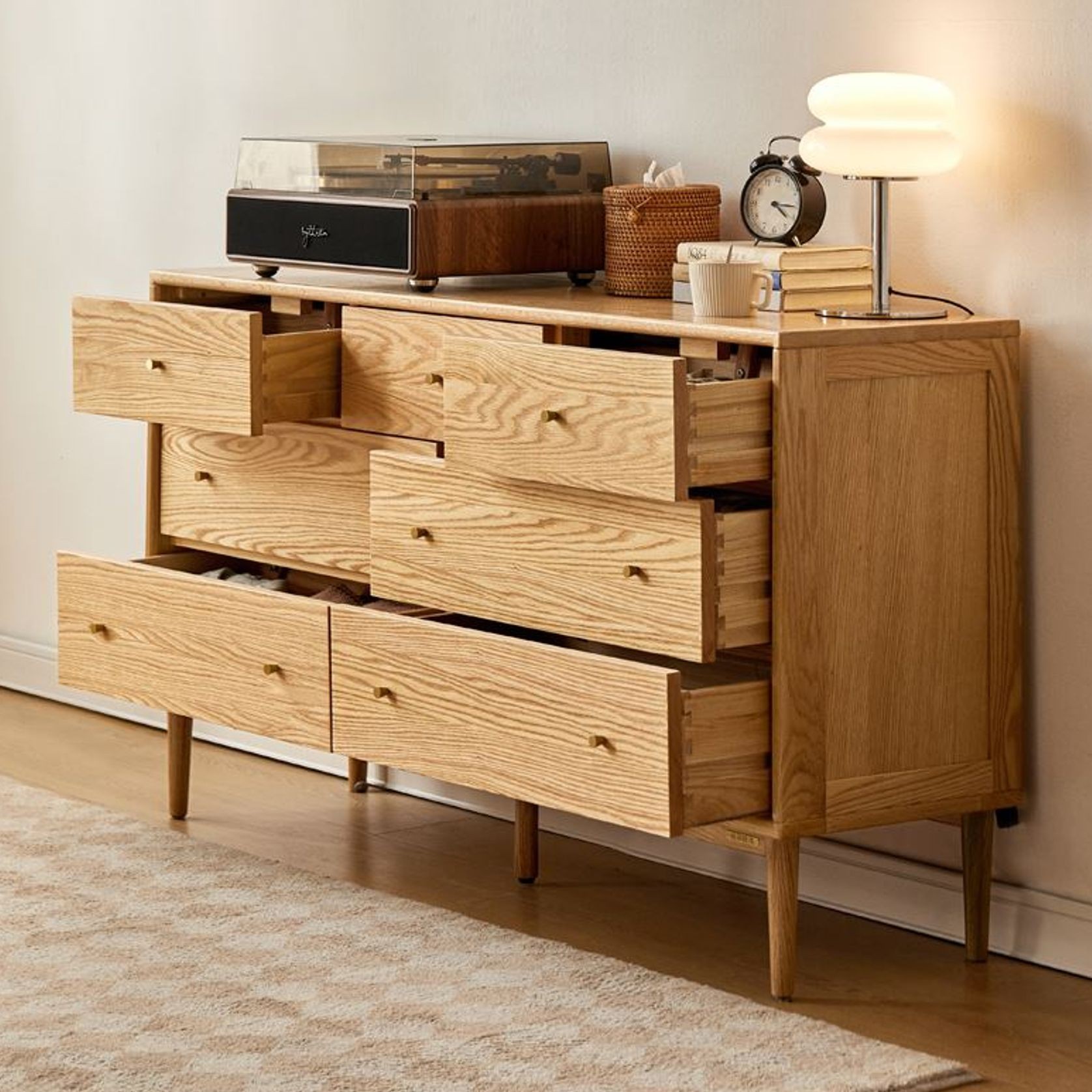 Oslo Natural Solid Oak 3+4 Chest Of Drawers Design 2 gallery detail image