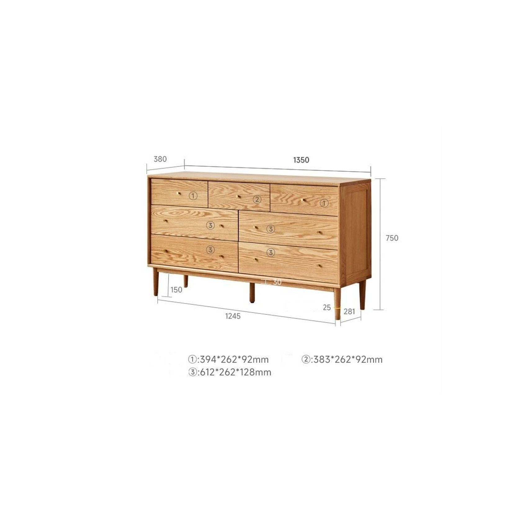 Oslo Natural Solid Oak 3+4 Chest of Drawers Design 2 gallery detail image