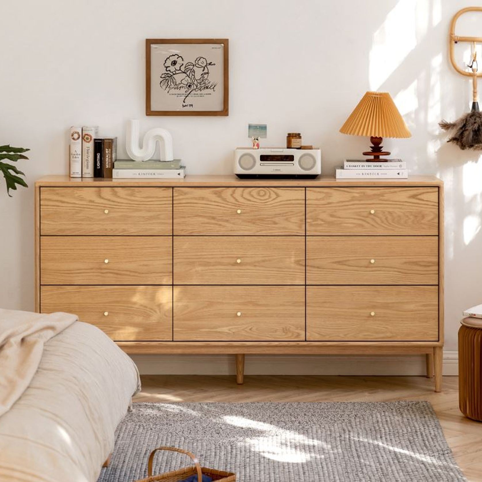 Oslo Natural Solid Oak 9 Drawers gallery detail image