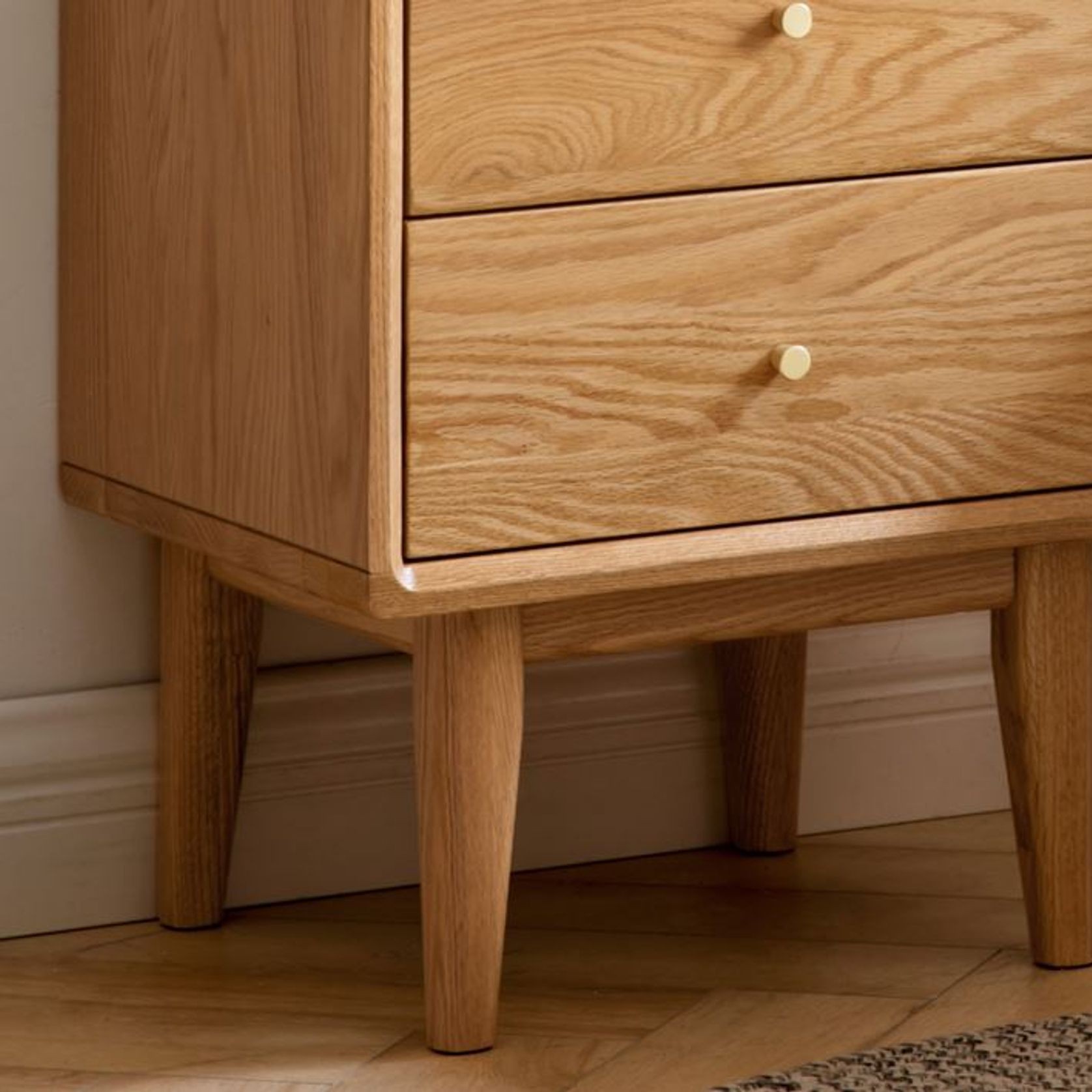 Oslo Natural Solid Oak Bedside Table Design Two gallery detail image