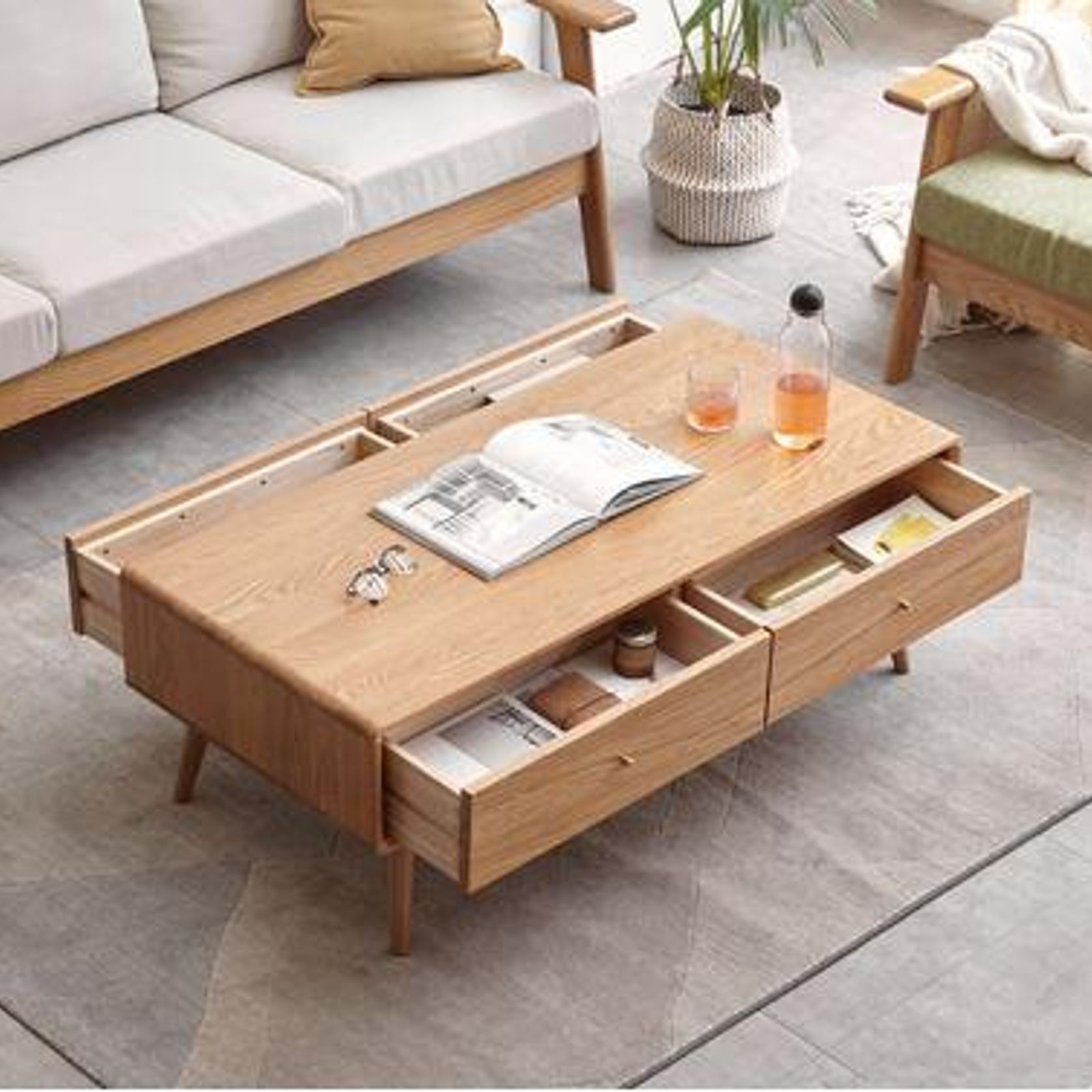 Oslo Natural Solid Oak Coffee Table Design 2 gallery detail image