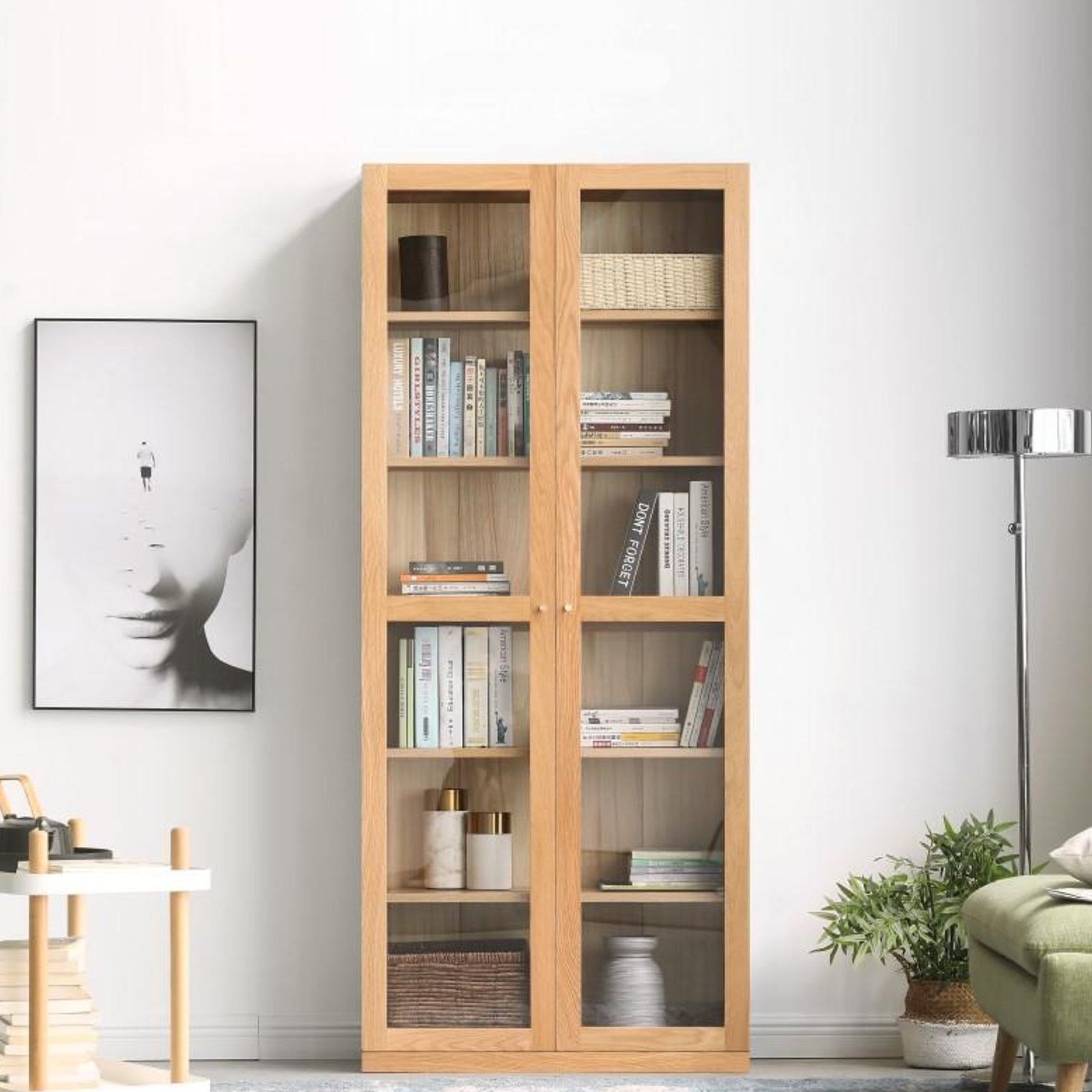 Oslo Natural Solid Oak Display Bookcase Cabinet gallery detail image